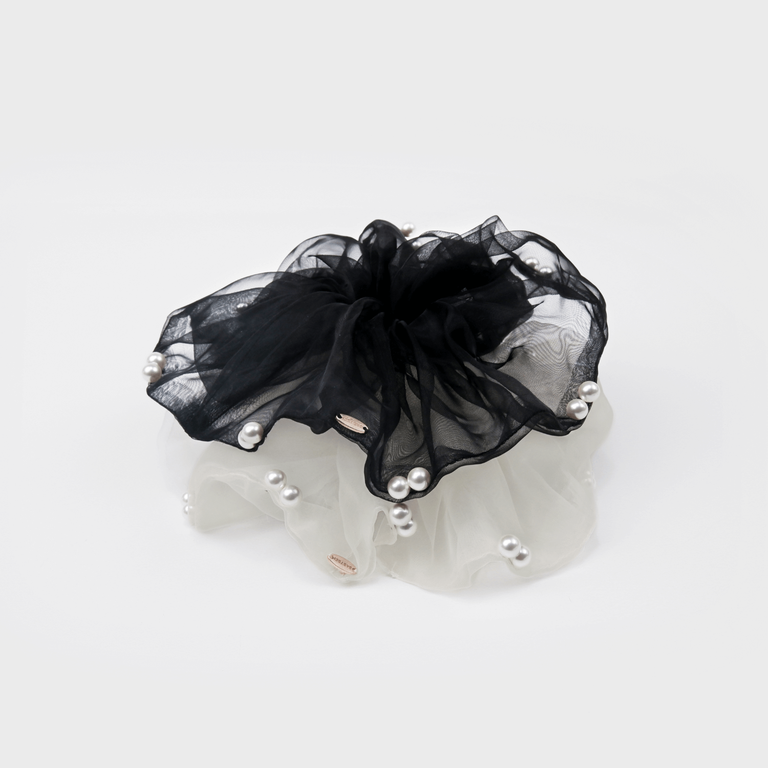 Organza Pearl Extra Large Scrunchie (Spaced & 2 Beads)