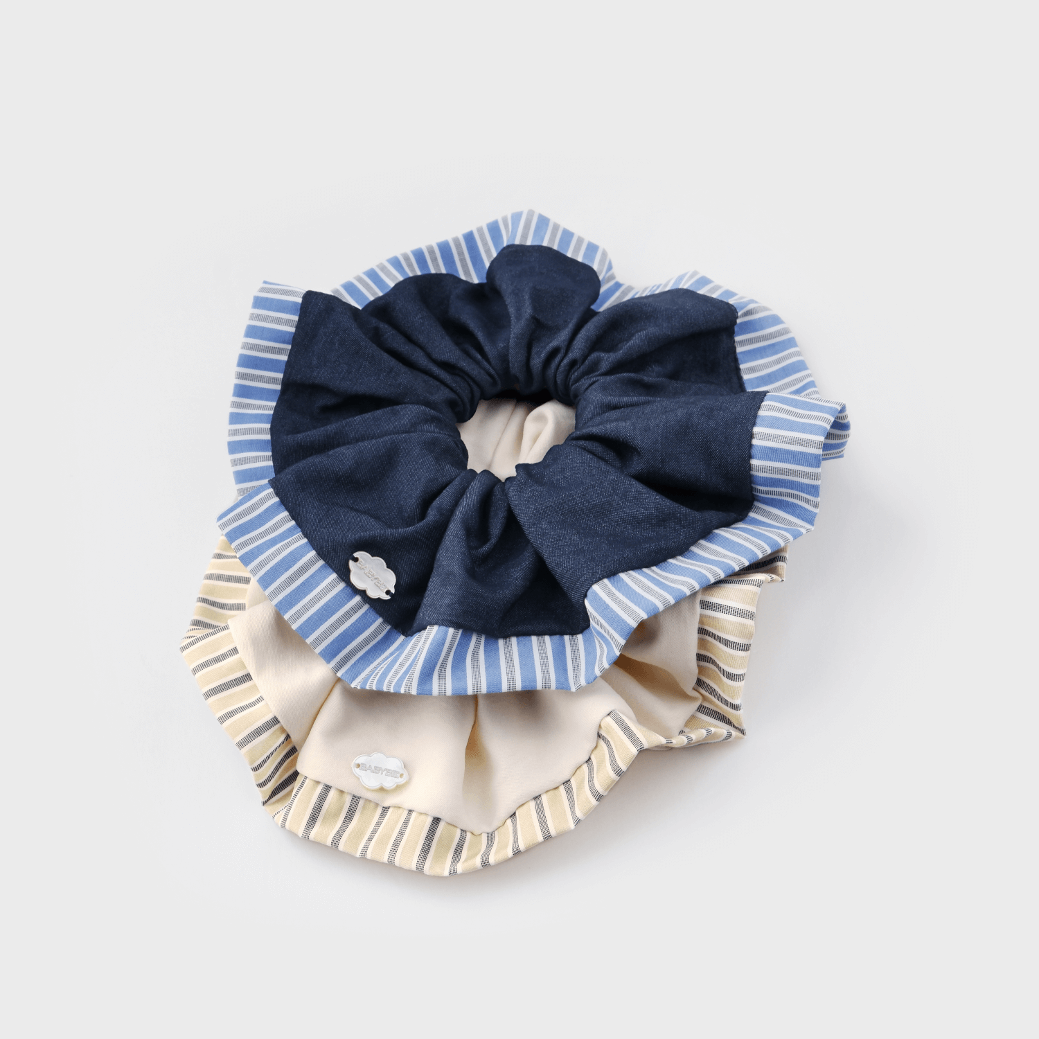 Stripe Shell Extra Large Scrunchie (Color-blocked & Cloud)