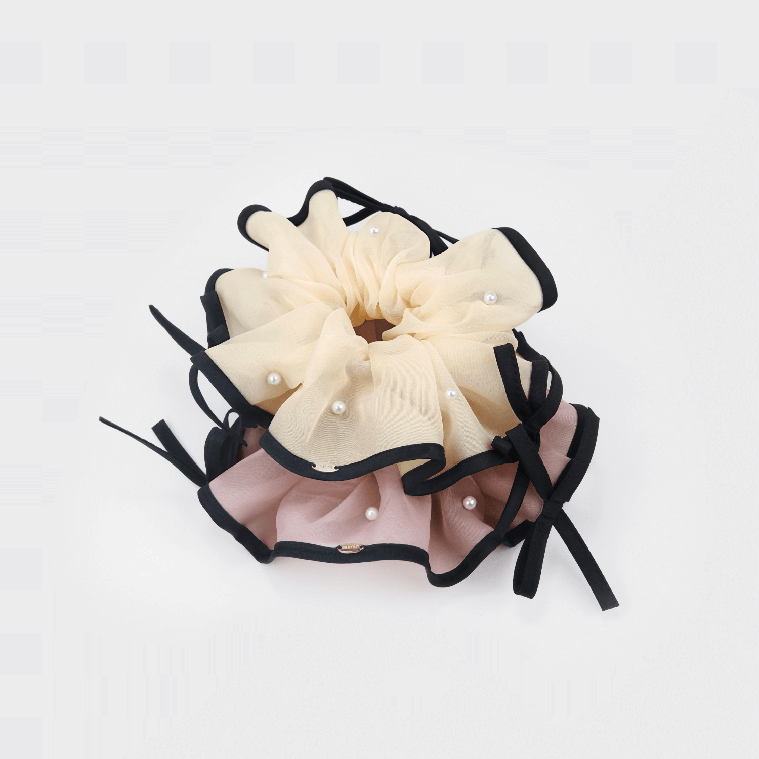 Organza Pearl Large Scrunchie (3 Bows & Scattered)