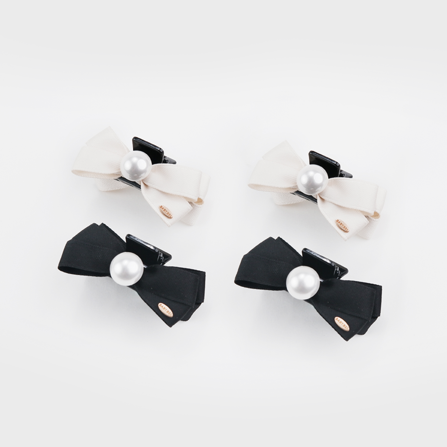 Ribbon Pearl Small Hair Claws (Bow & 1 Bead)
