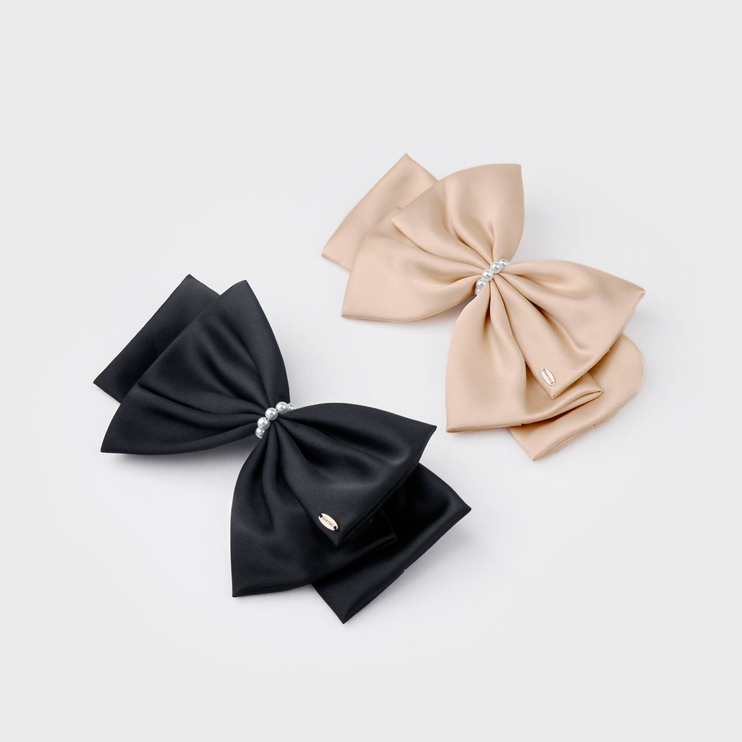Satin Pearl Large Hair Barrette (3 Layered & Beaded)