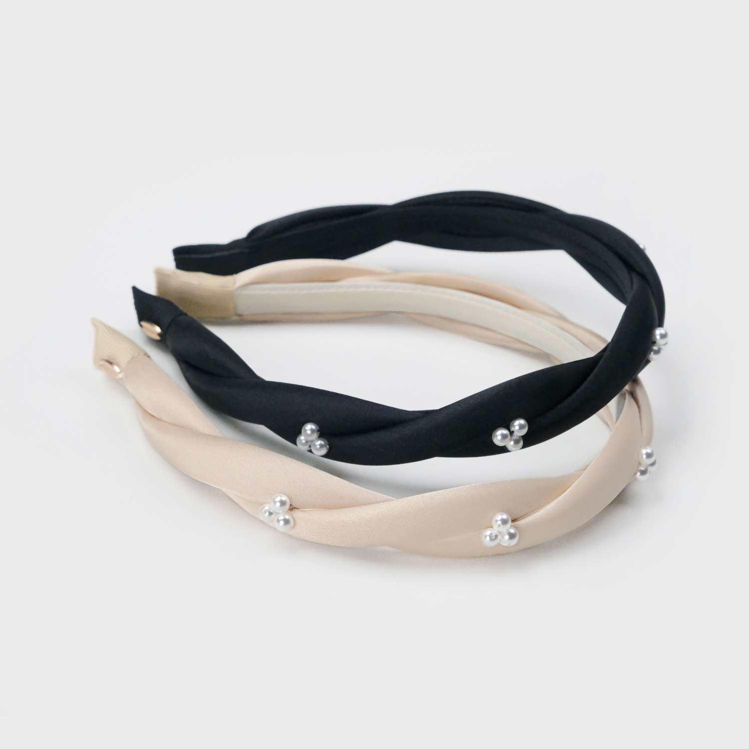 絲絲珍珠寬版髮箍（纏繞三珠花）