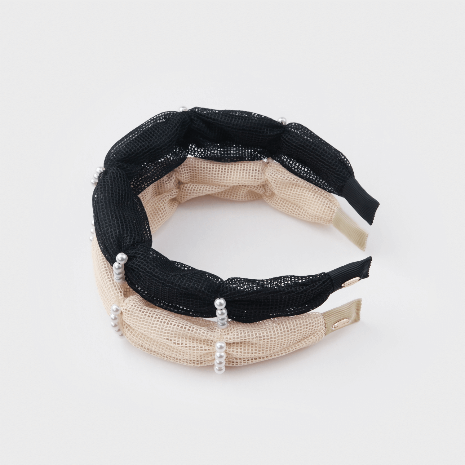 Mesh Pearl Wide Headband (Waist-wrapping & 5 Stands)