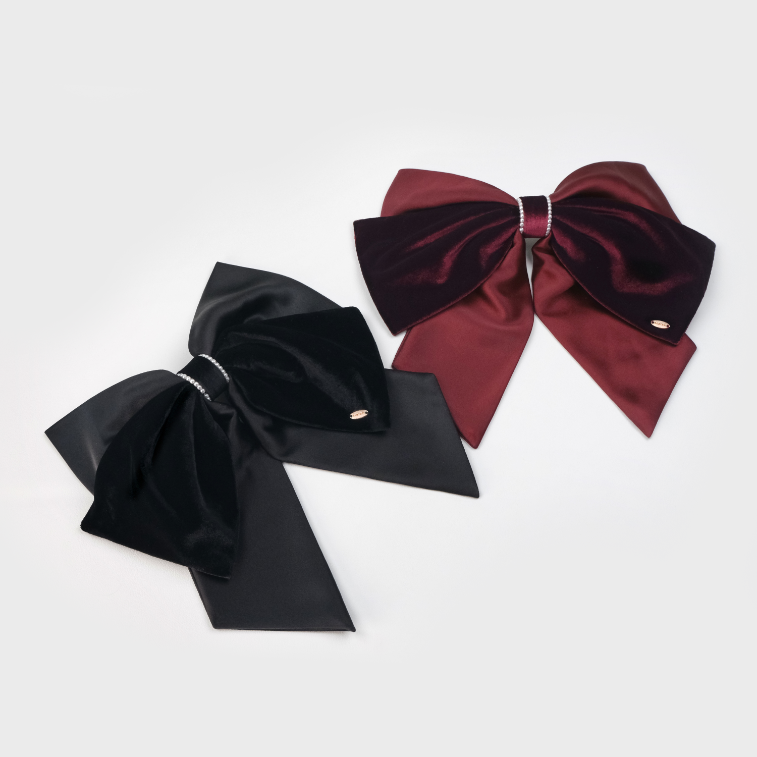 絲絲珍珠大號彈簧夾（拼絨雙串珠）