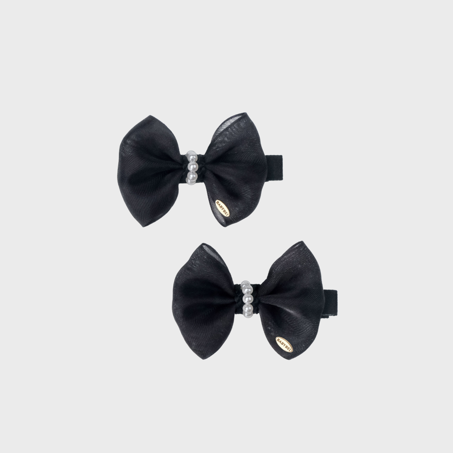 Organza Pearl Medium Hair Clips (1 Bow & 1 Strand)
