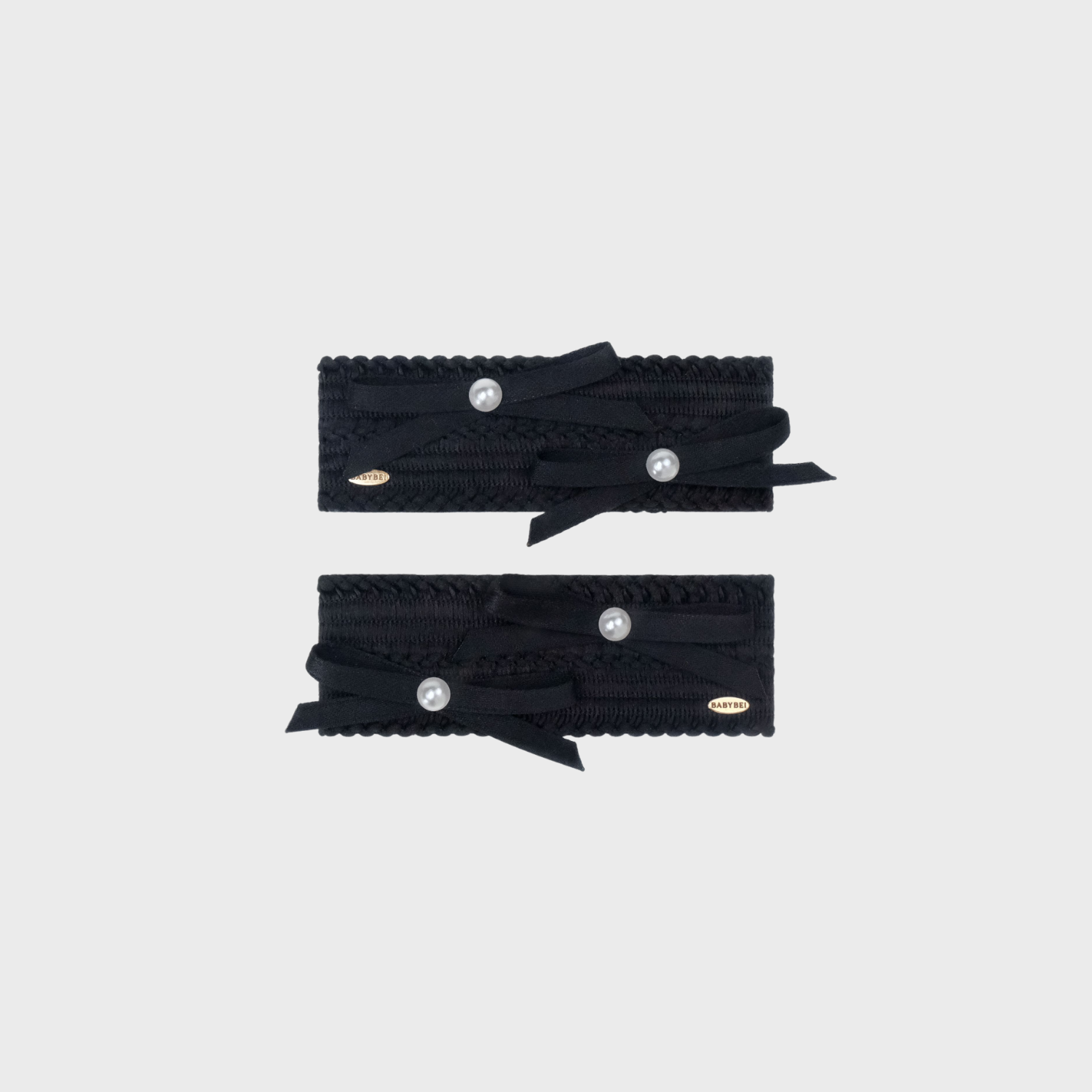 Ribbon Pearl Medium Snap Clips (2 Bows & 2 Beads)