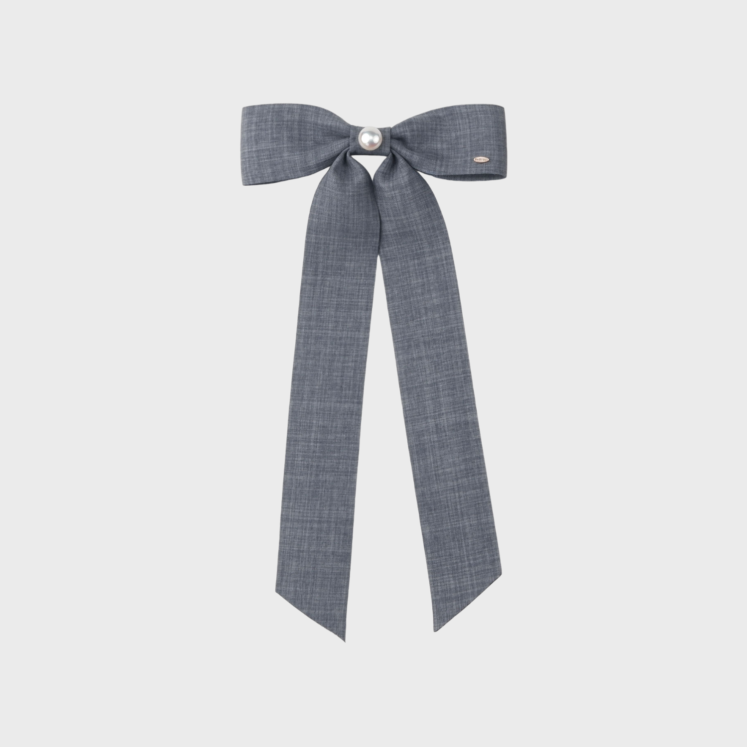 Suiting Pearl Medium Hair Barrette (Long Ribbon & 1 Bead)