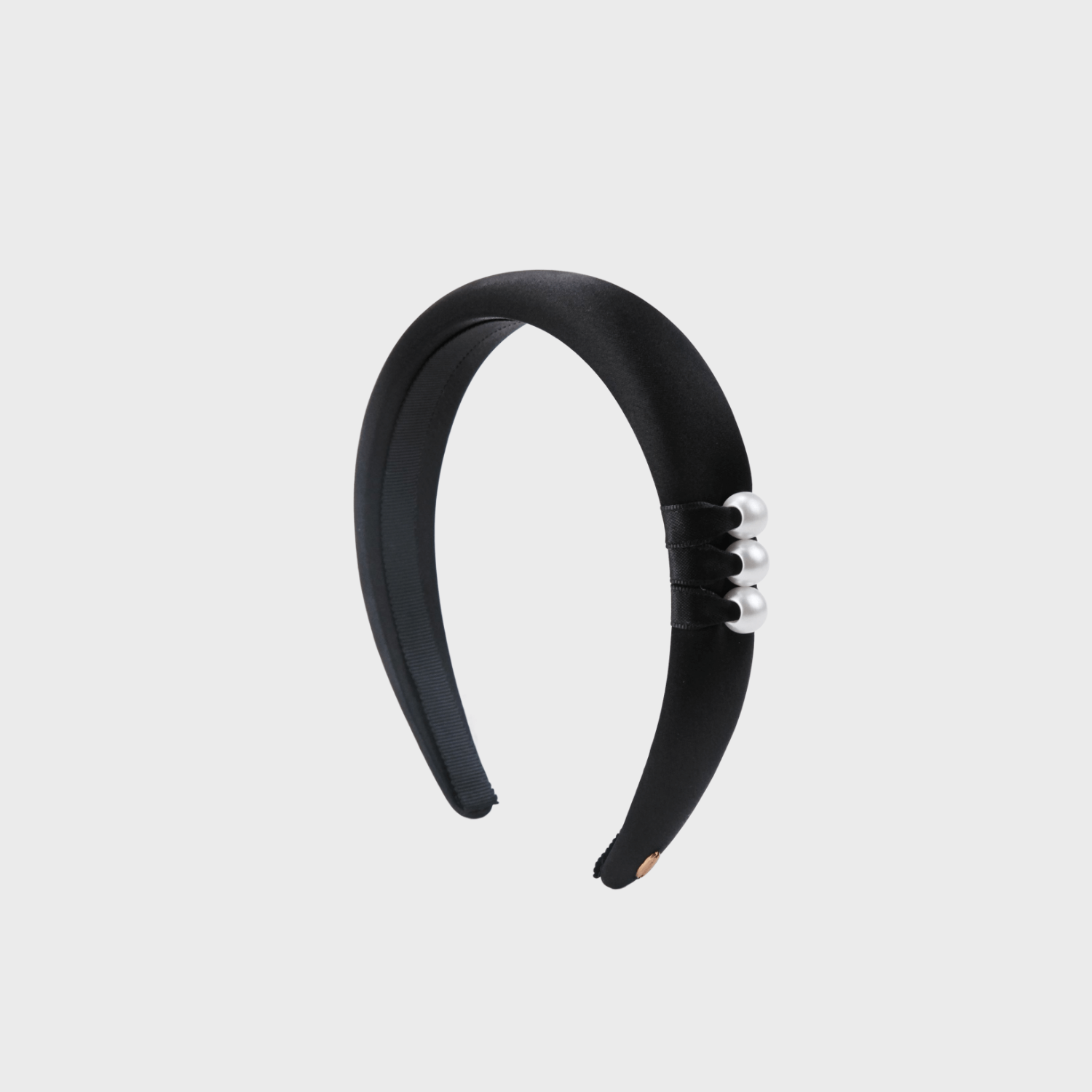 Satin Pearl Wide Headband (Waist-wrapping & 3 Beads)