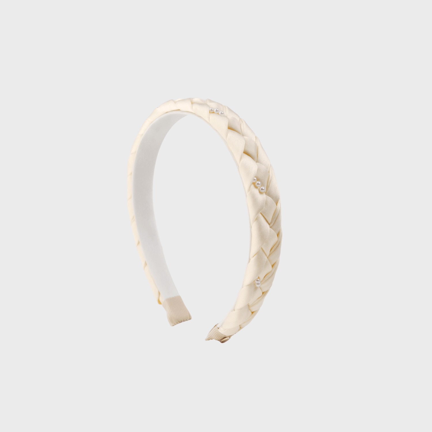 Satin Pearl Wide Headband (Diamond & 3 Beads)