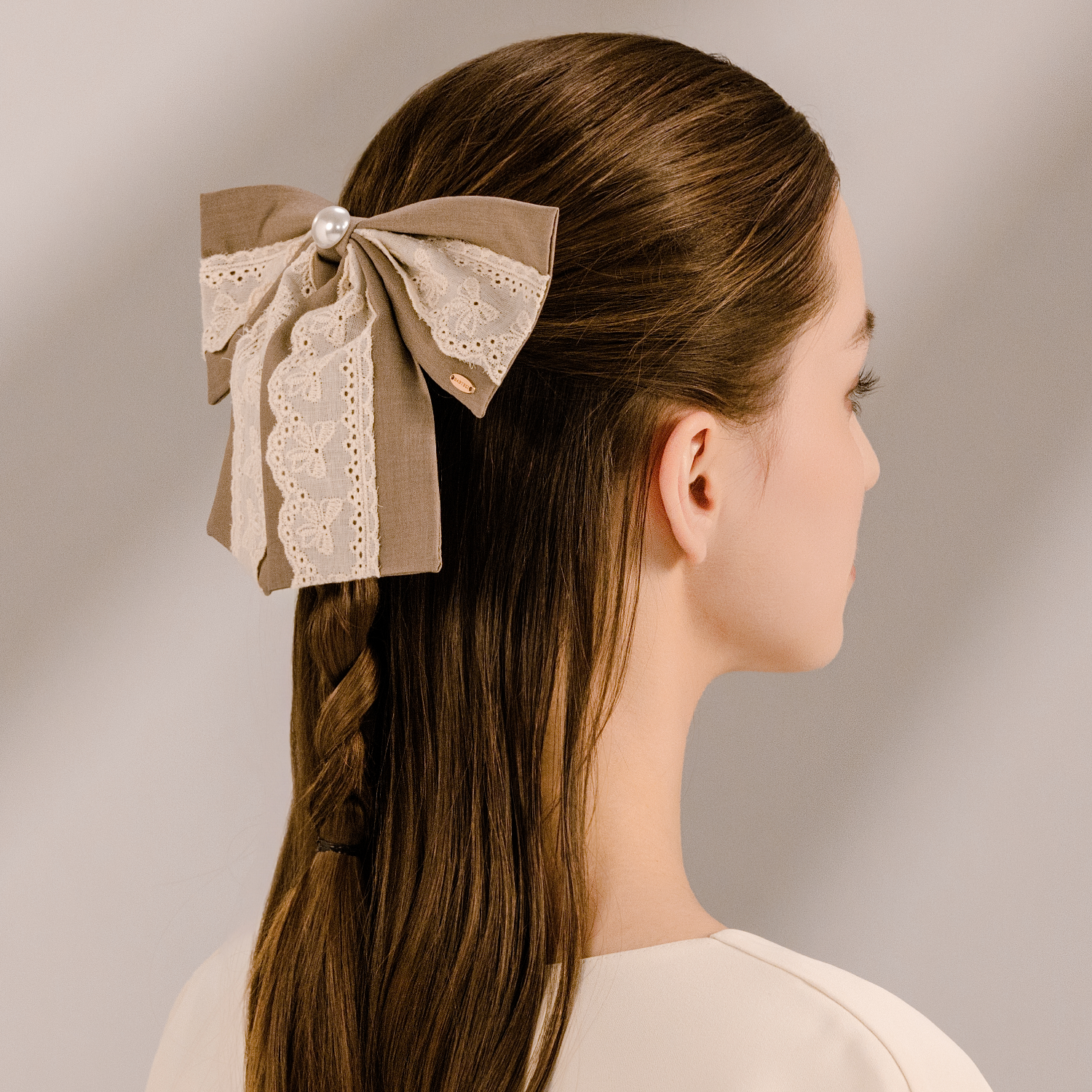 西西珍珠大号弹簧夹（蕾丝半圆珠）