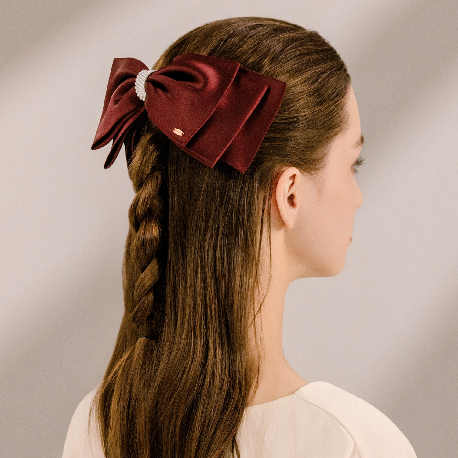 丝丝珍珠大号弹簧夹（三层五串珠)