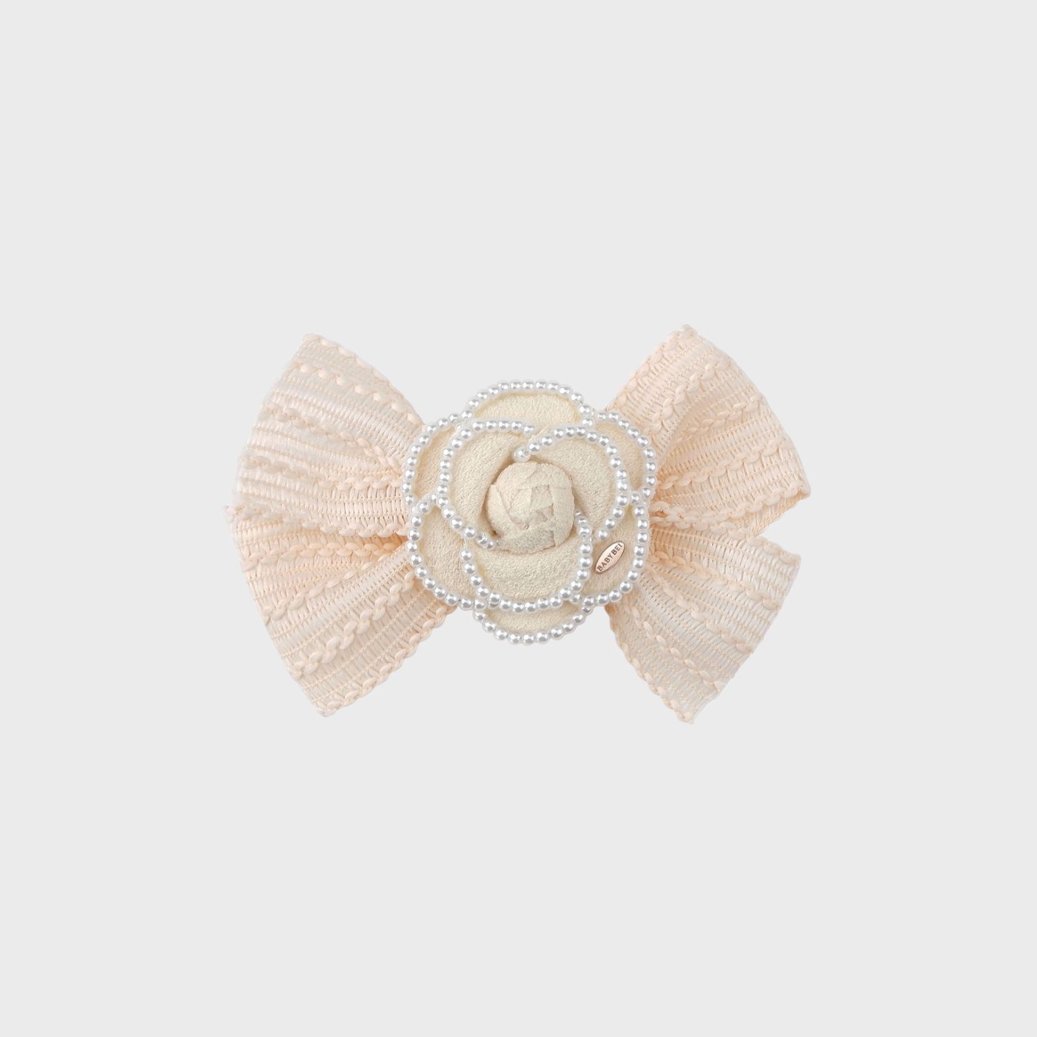 Camellia Pearl Large Hair Clip (Lace Bow & Beaded Edge)