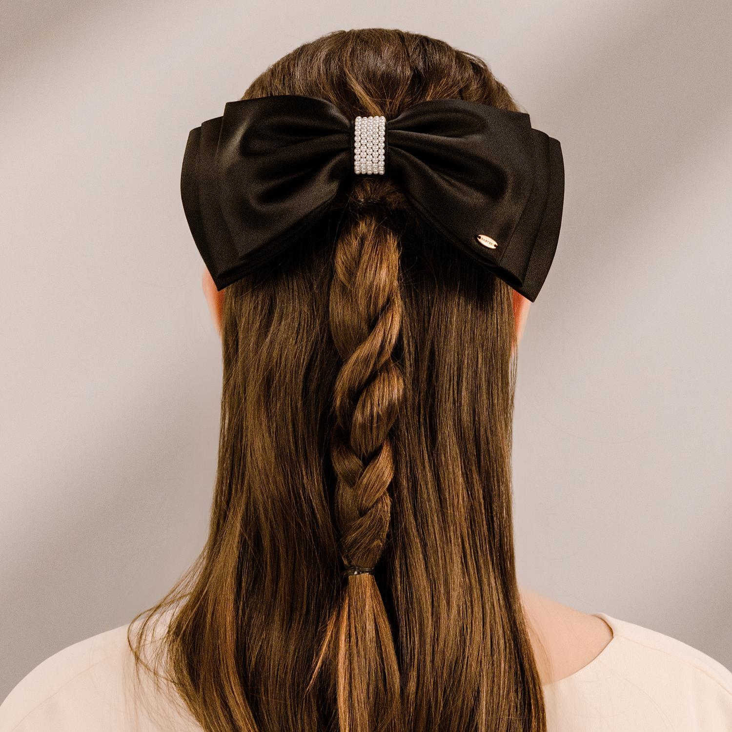 Satin Pearl Large Hair Barrette (3 layered & 5 Strands)