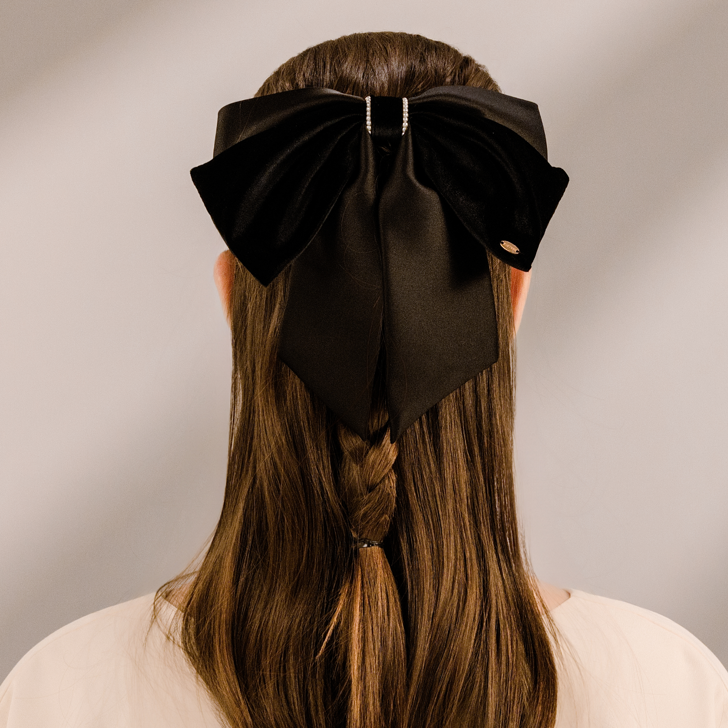 絲絲珍珠大號彈簧夾（拼絨雙串珠）