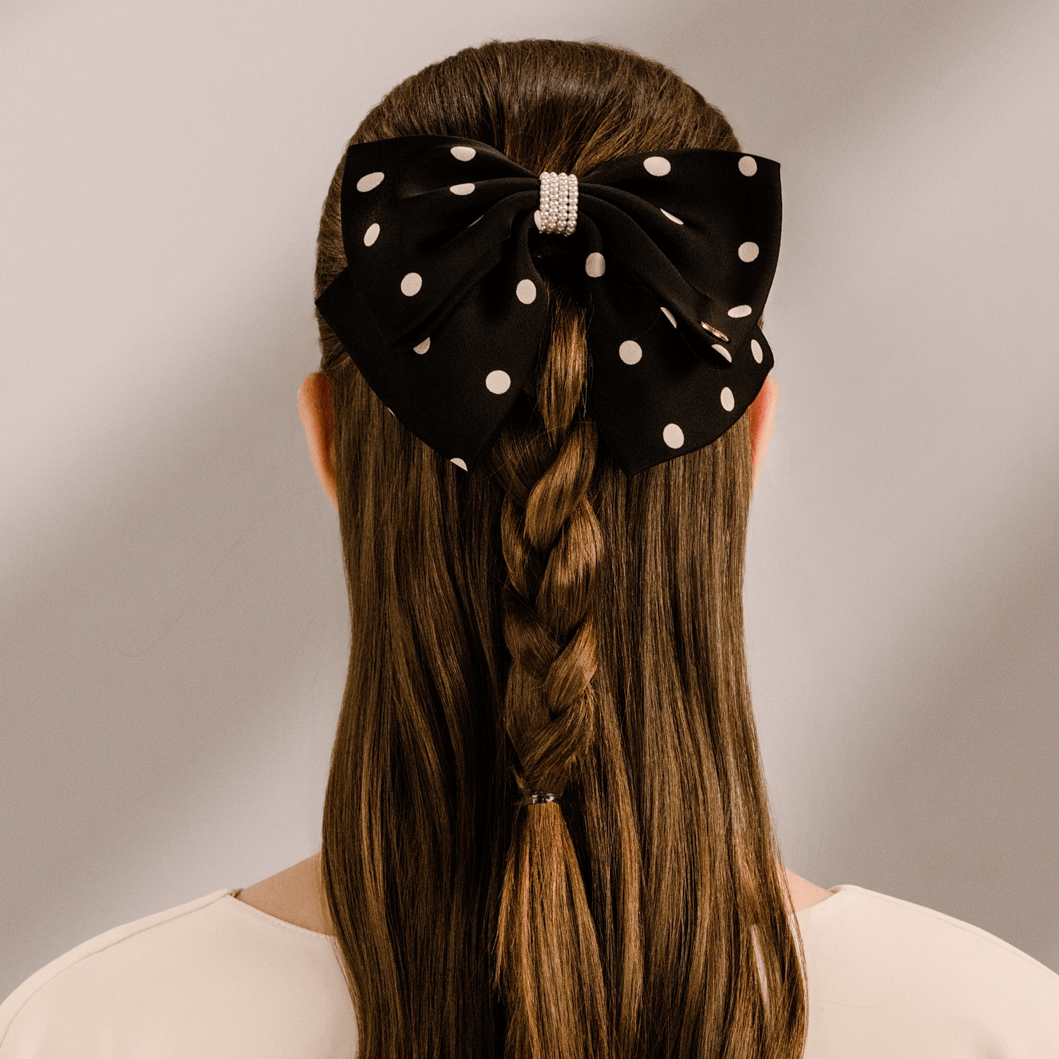 Polka Pearl Large Hair Barrette (Big Dots & 4 Stands)