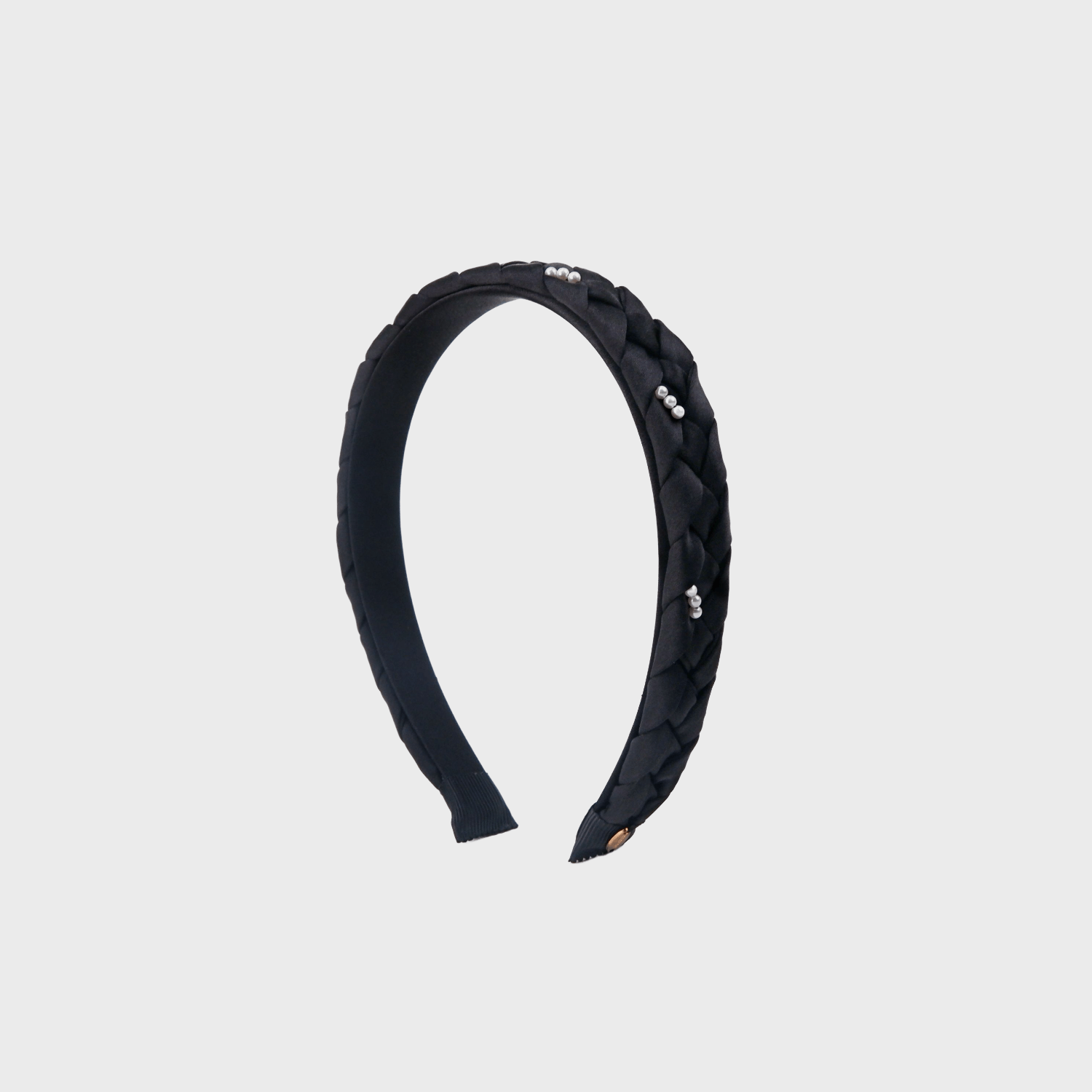Satin Pearl Wide Headband (Diamond & 3 Beads)