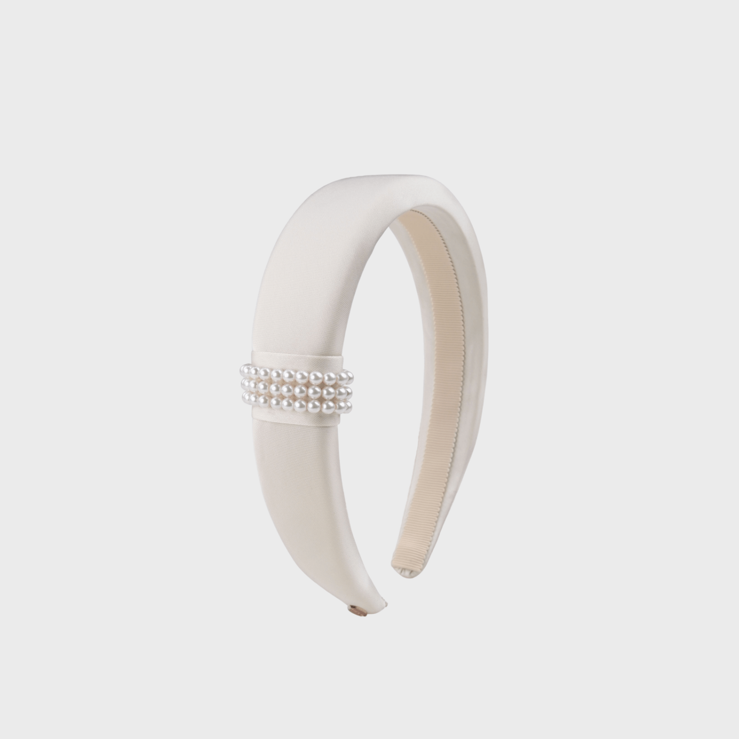 Satin Pearl Wide Headband (Waist-wrapping & 3 Strands)