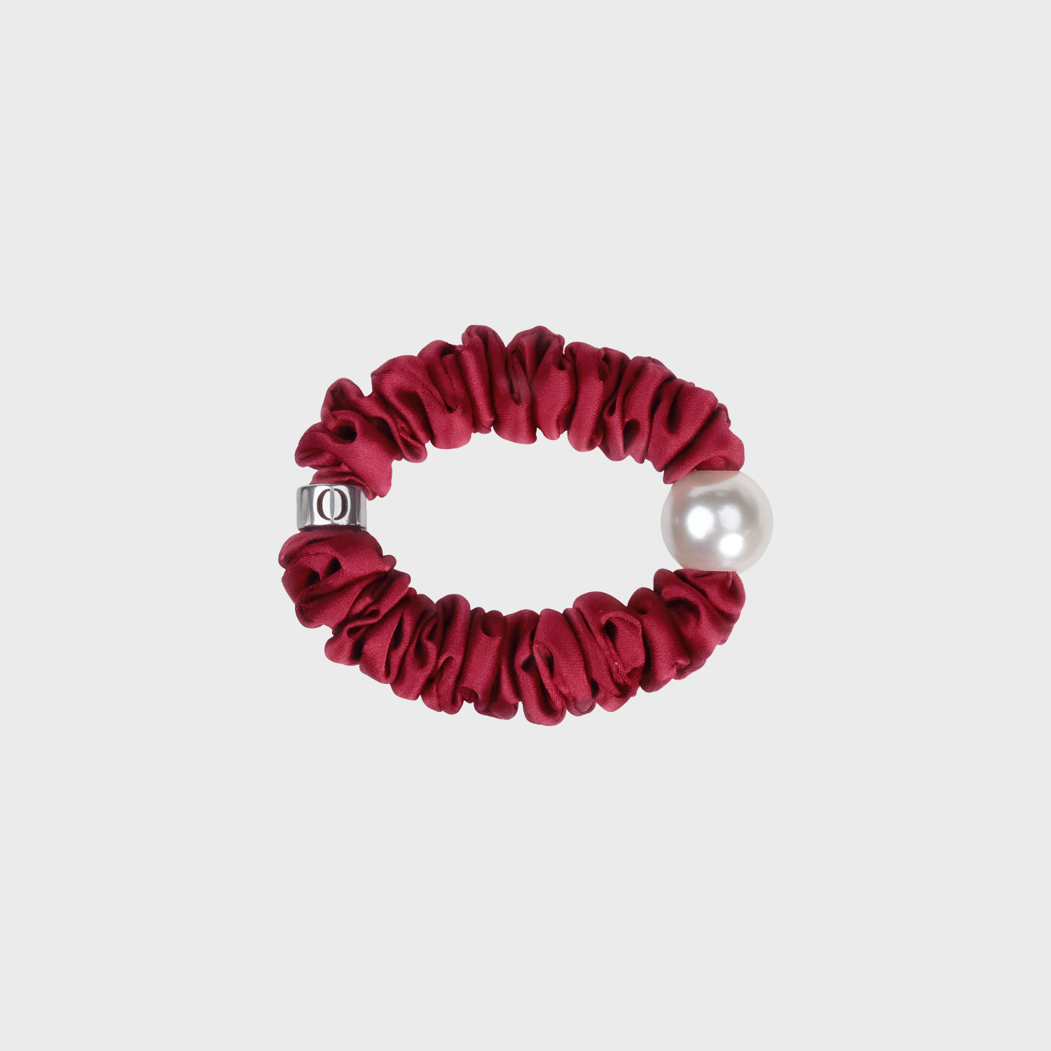 Satin Pearl Small Scrunchie (Ring Letter & 1 Bead)