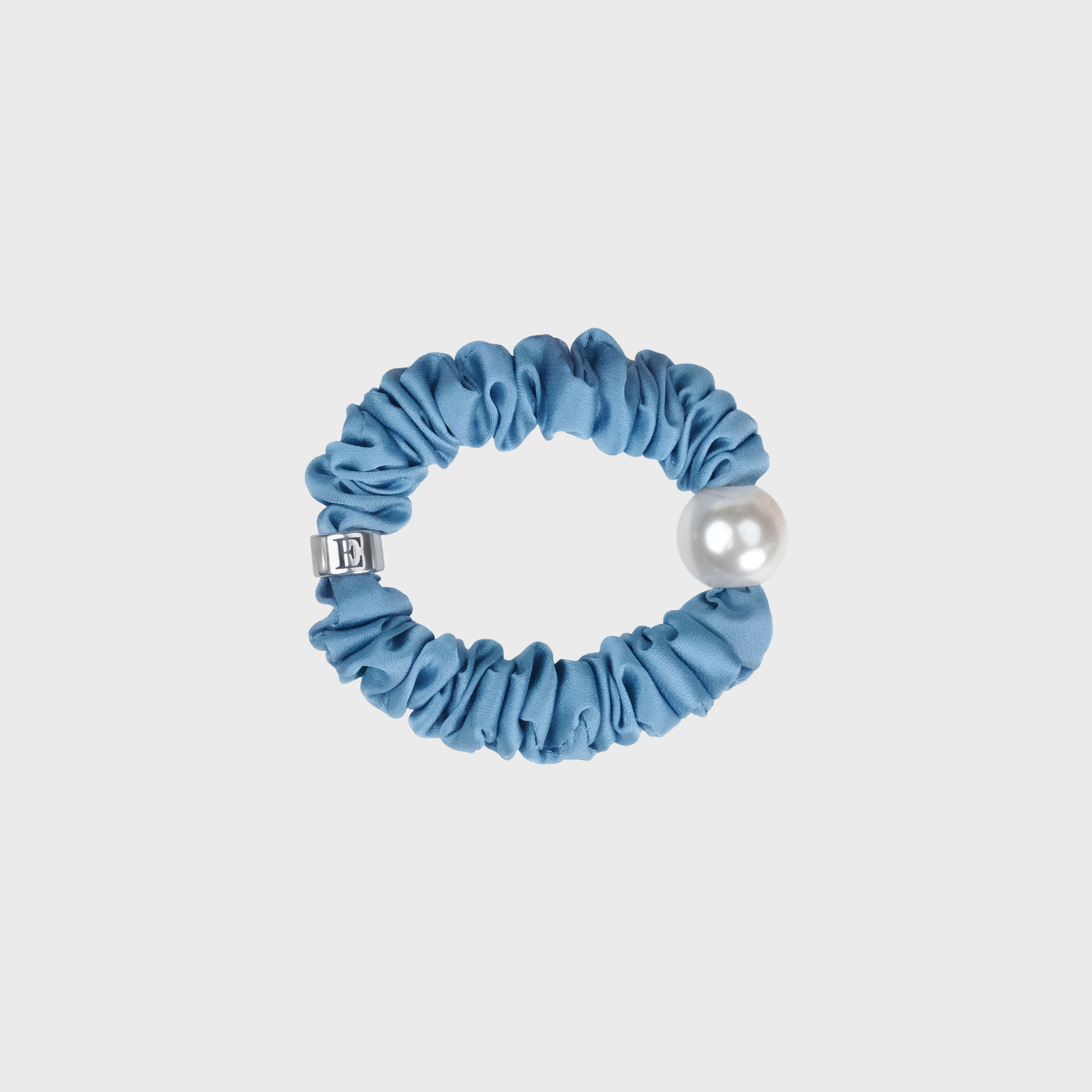 Satin Pearl Small Scrunchie (Ring Letter & 1 Bead)