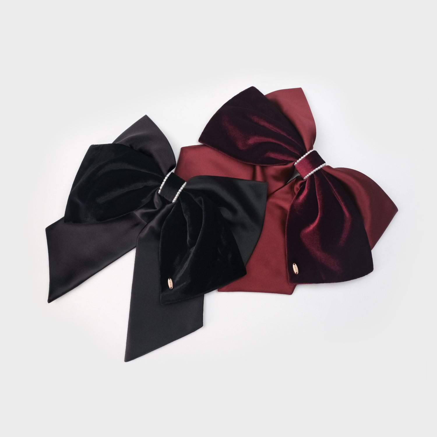 絲絲珍珠大號彈簧夾（拼絨雙串珠）