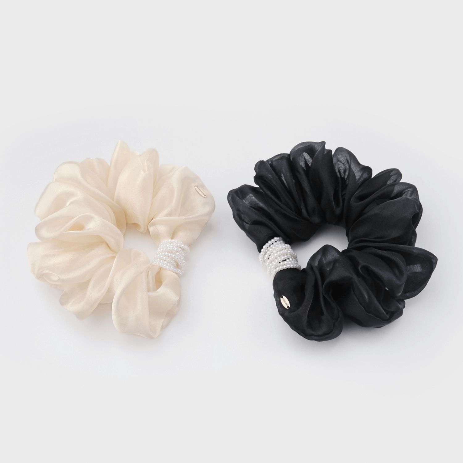 Organza Pearl Medium Scrunchie (Simple & Beaded)