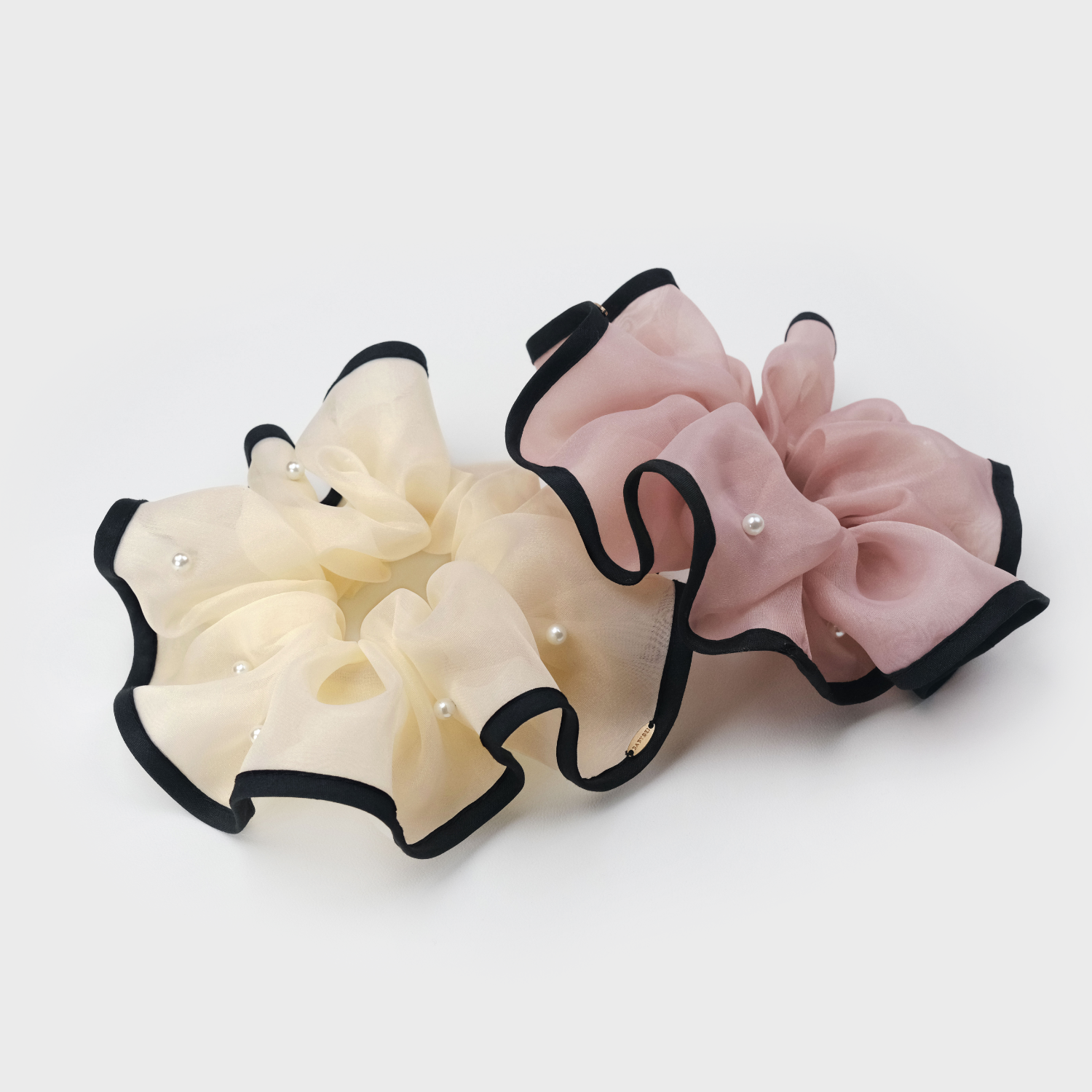 Organza Pearl Large Scrunchie (Color-blocked & Scattered)