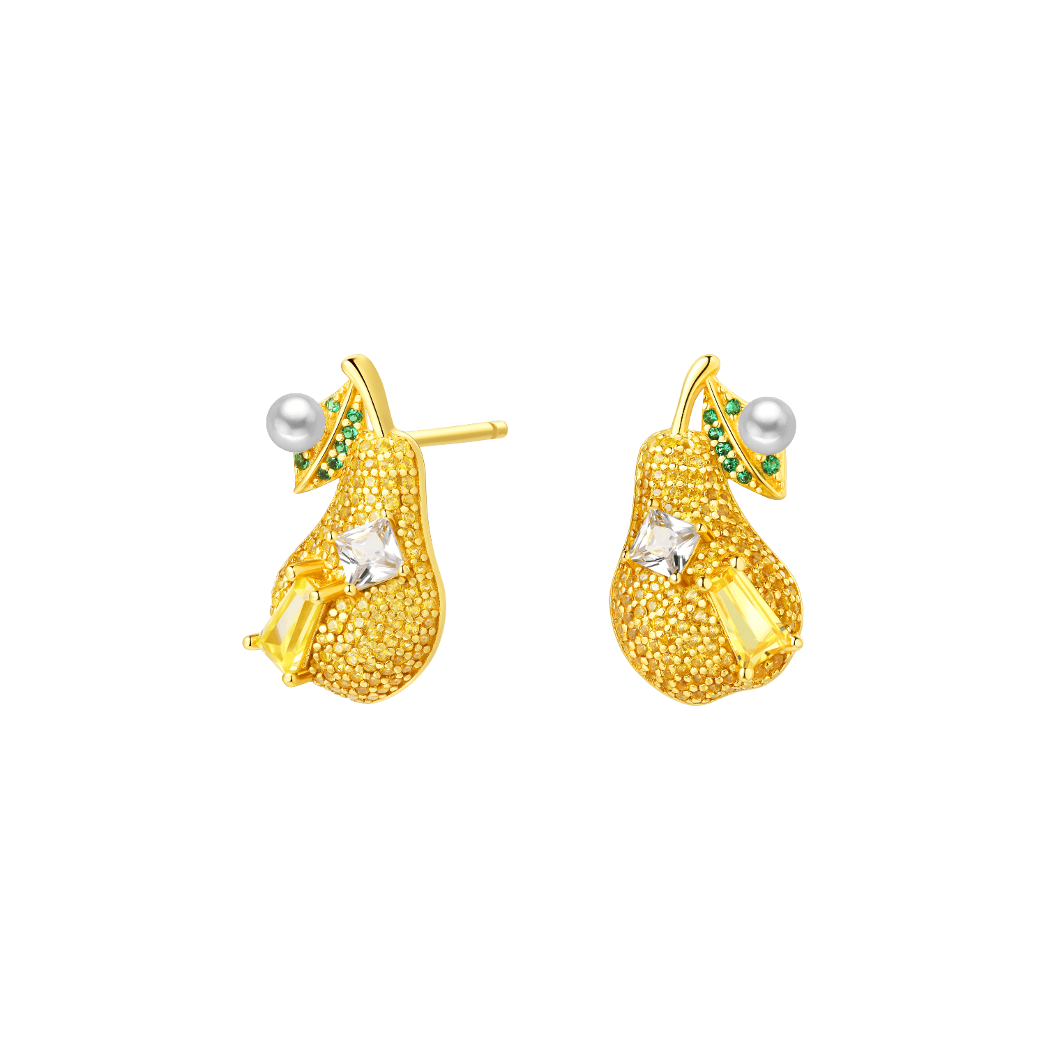 Pear With Rock Sugar Stud Earrings
