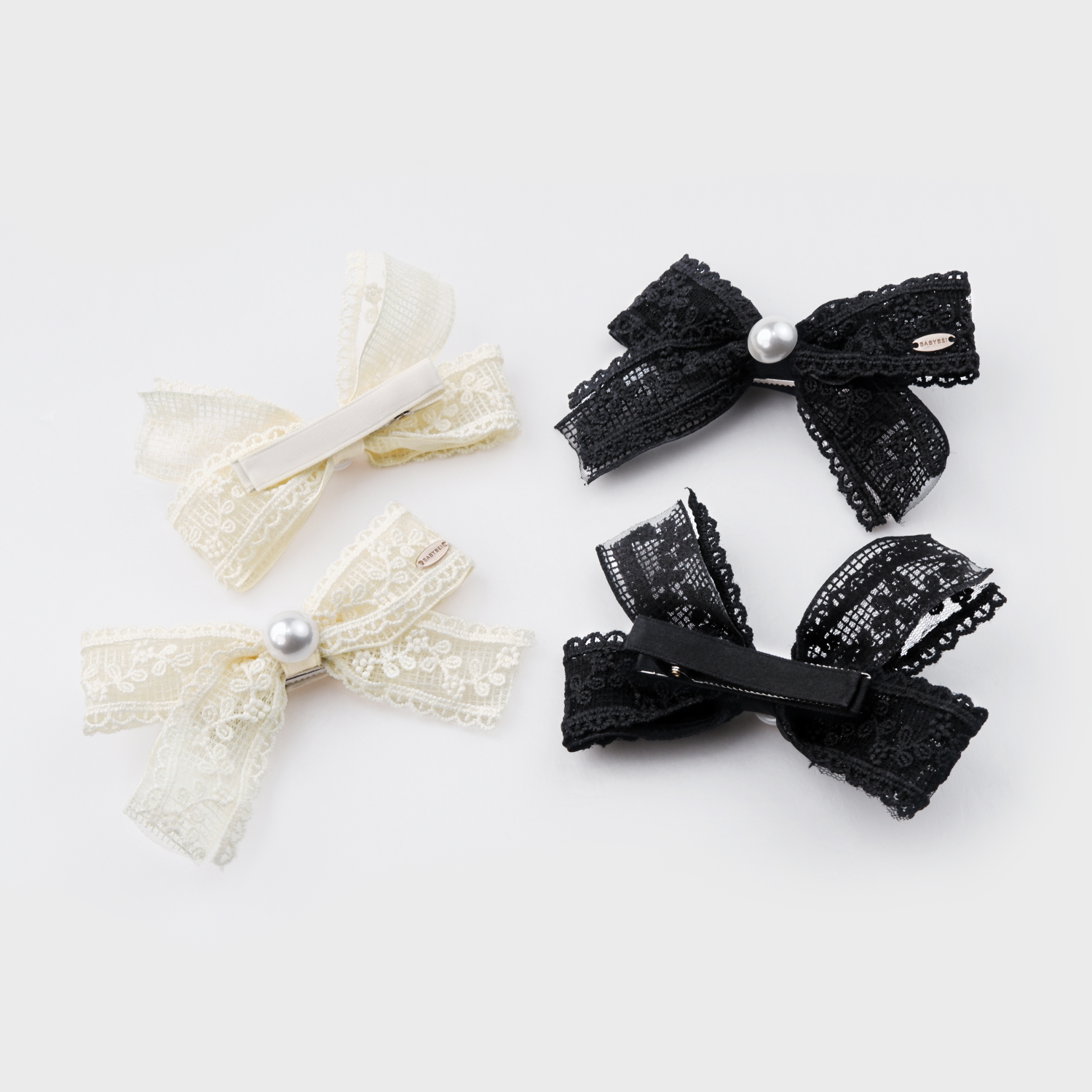 绣绣珍珠大号鸭嘴夹（蝴蝶结单珠）