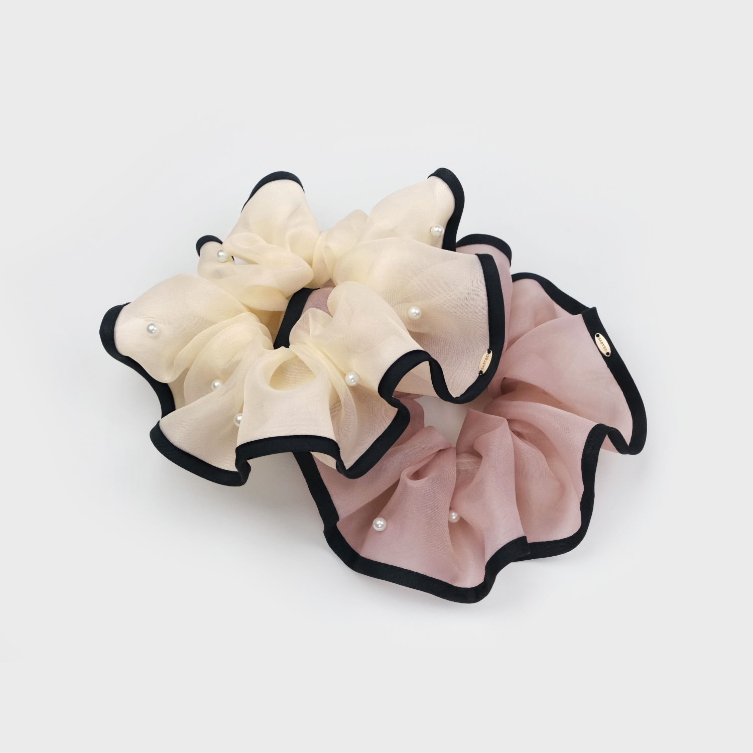 Organza Pearl Large Scrunchie (Color-blocked & Scattered)