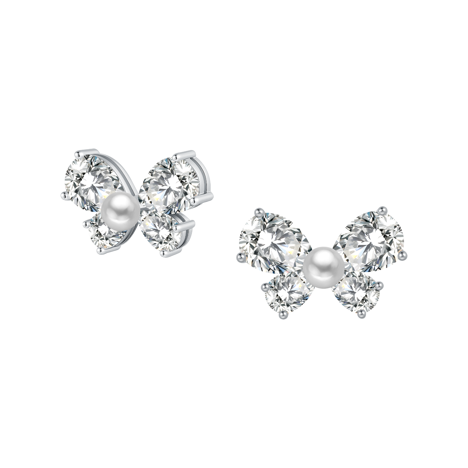 Wishful Butterfly Stud Earrings (Drop Zircon)