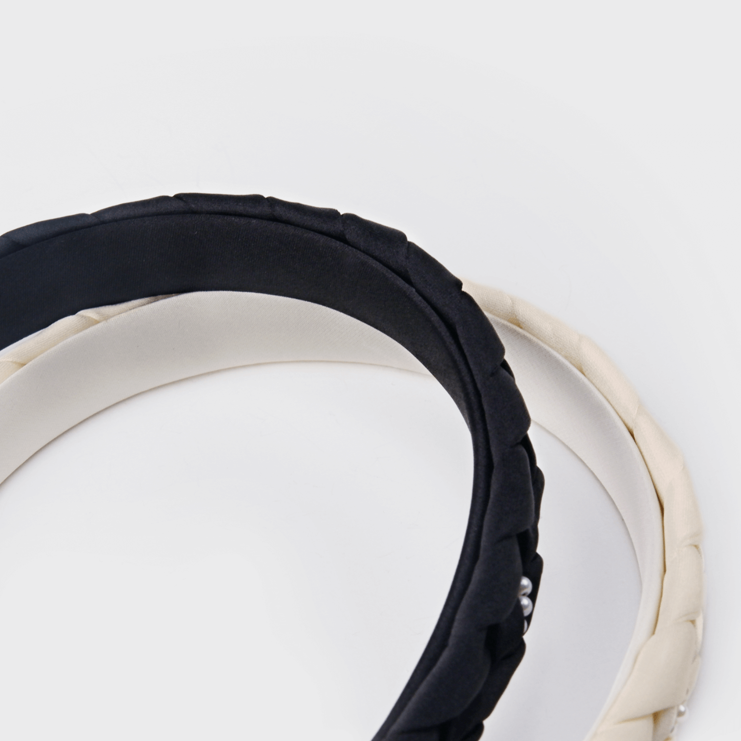 Satin Pearl Wide Headband (Diamond & 3 Beads)