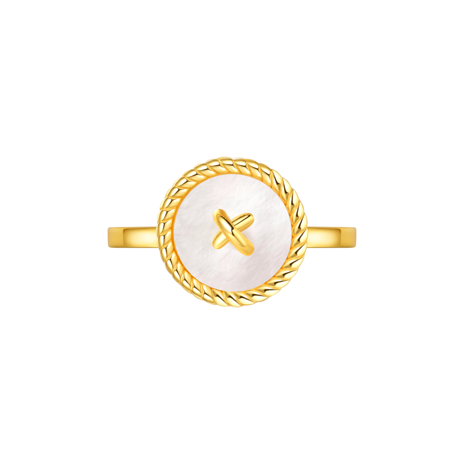 Button Inlaid Ring