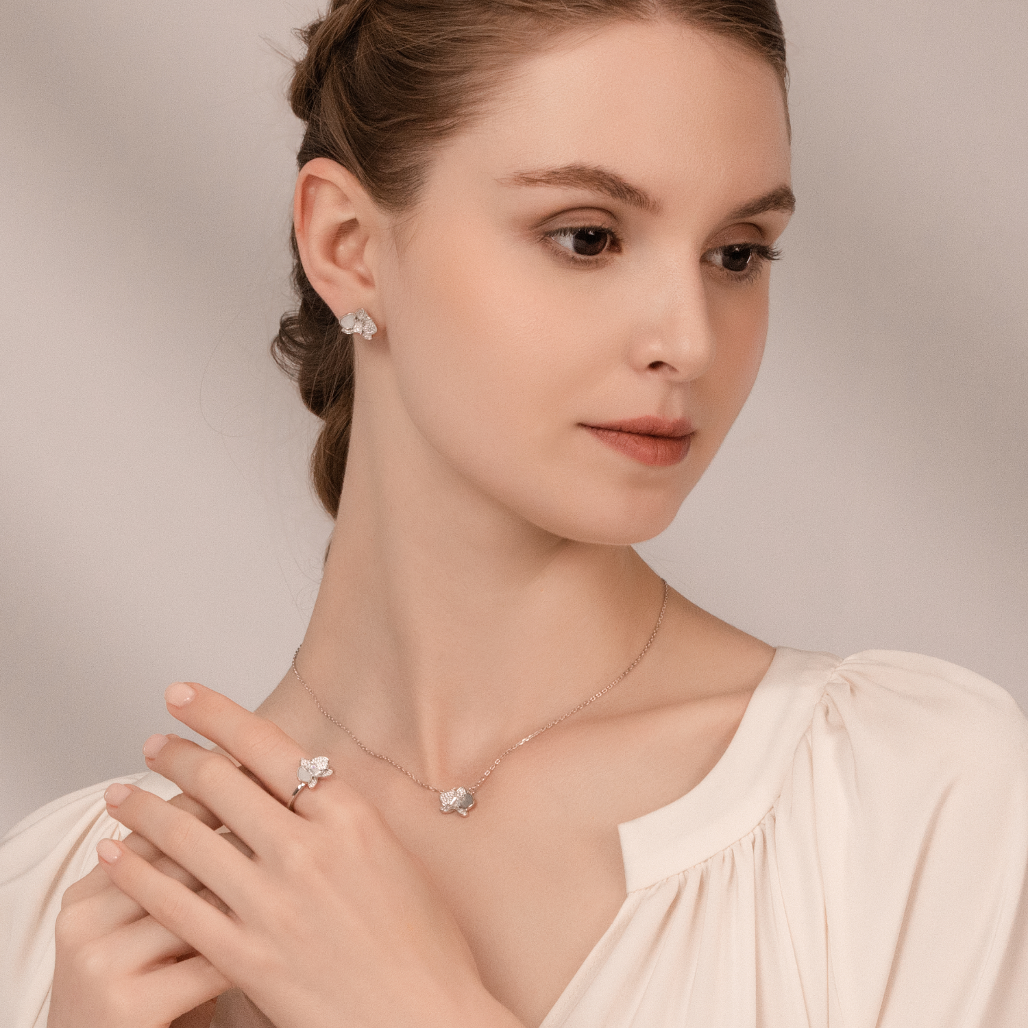 Butterfly Orchid Pave Ring