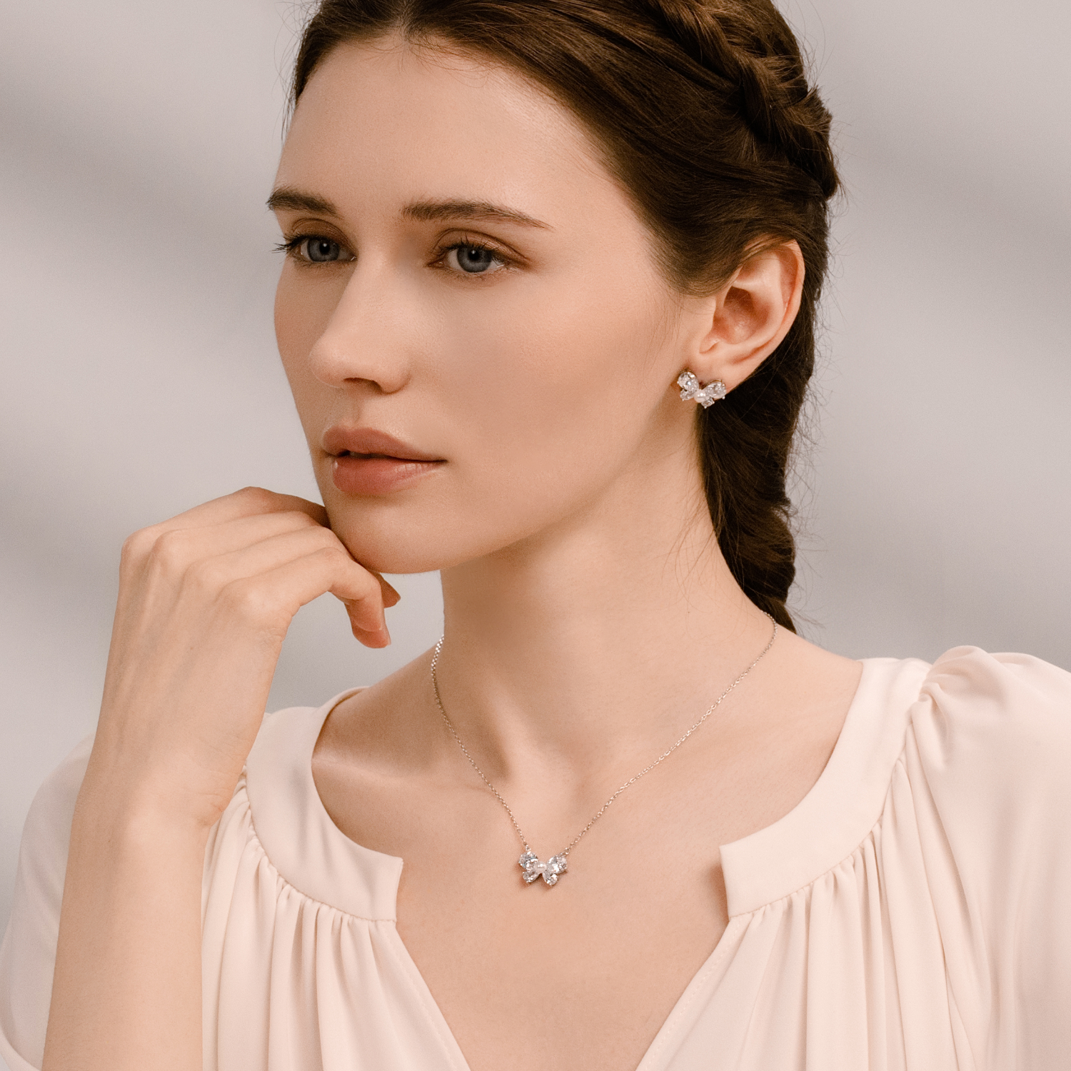 Wishful Butterfly Pendant Necklace (Drop Zircon)