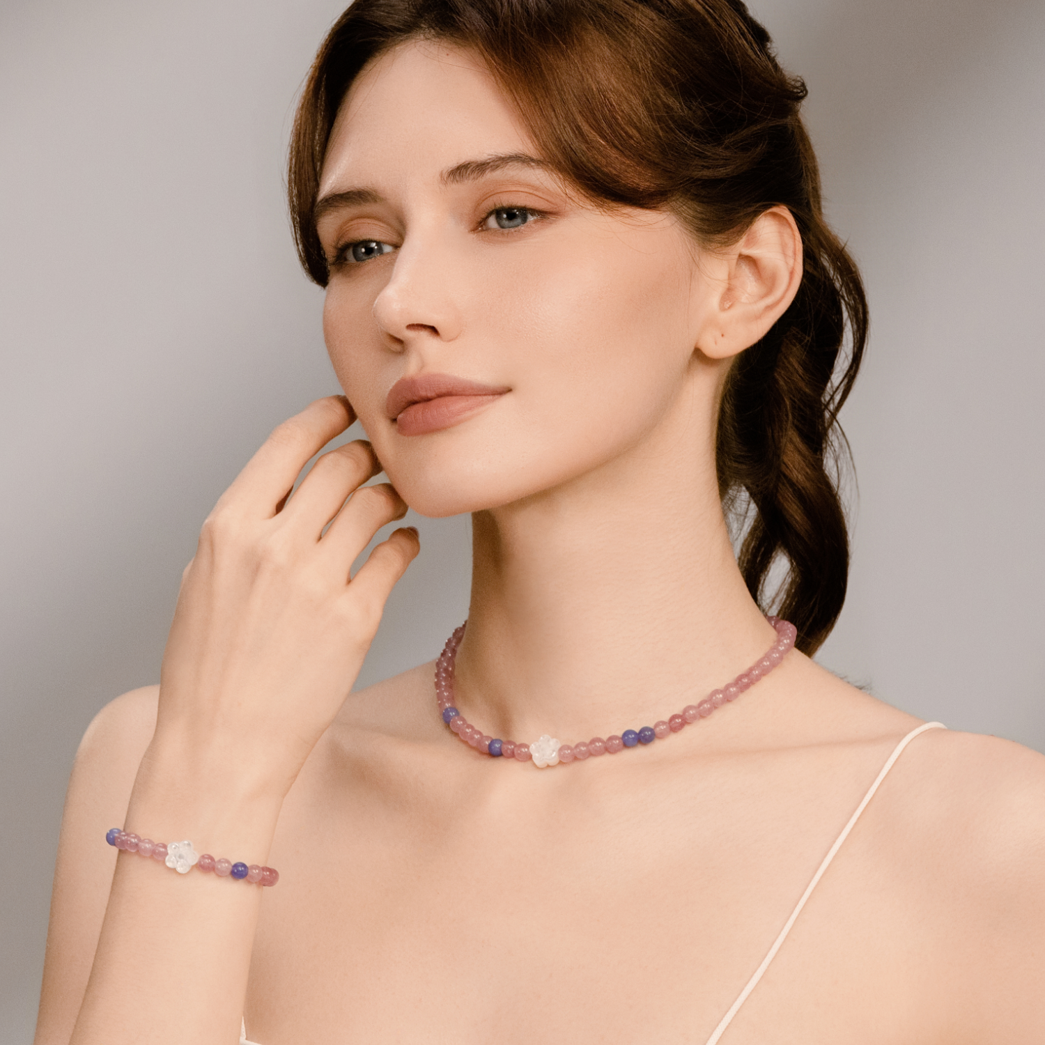 Brook Cherry Beaded Bracelet (Floral)