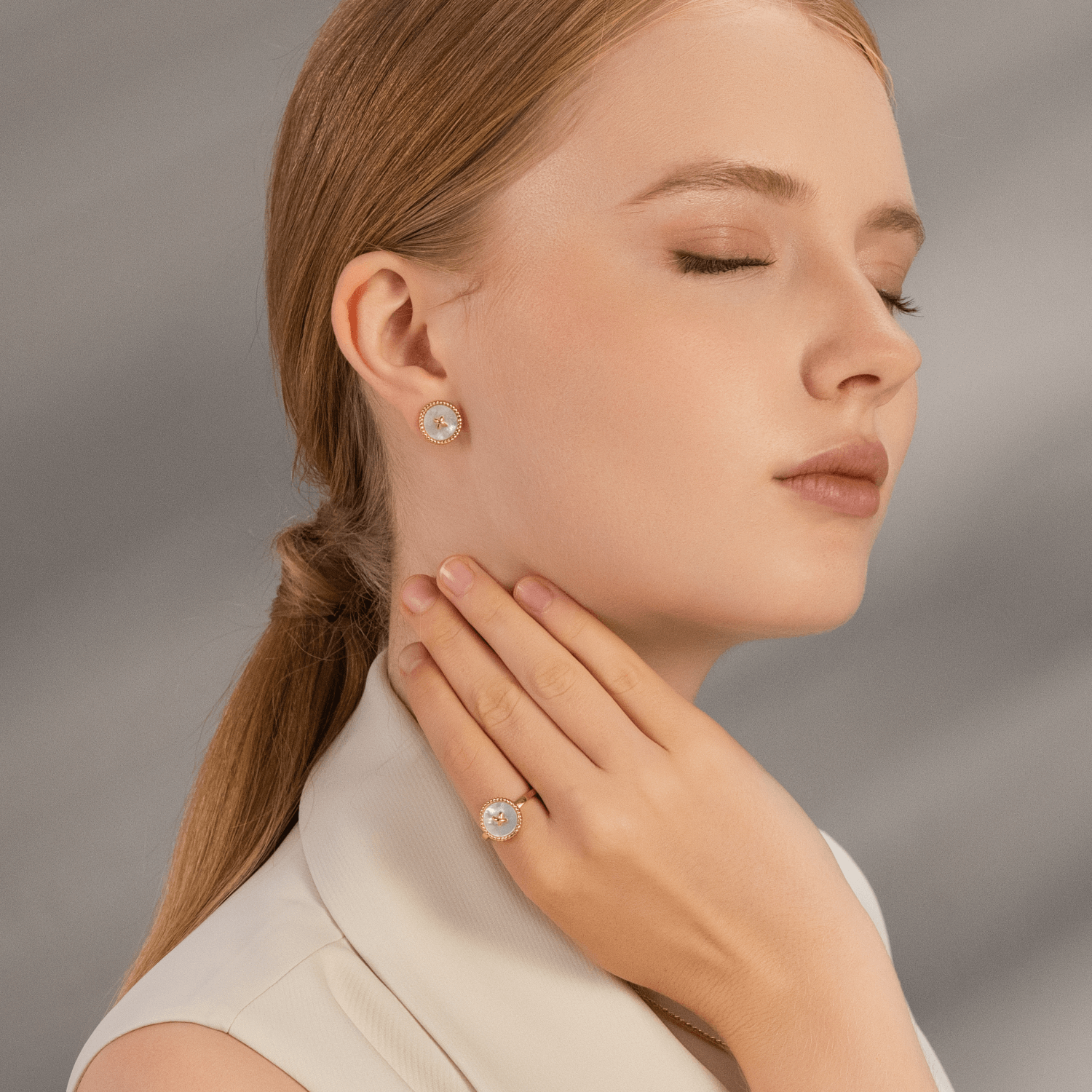 Button Inlaid Ring