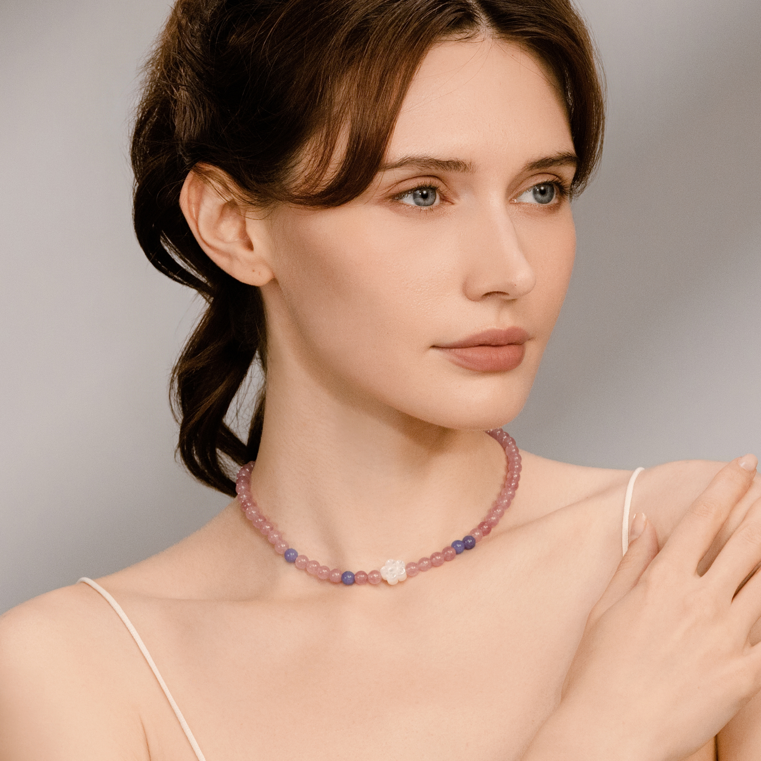 Brook Cherry Beaded Necklace (Floral)