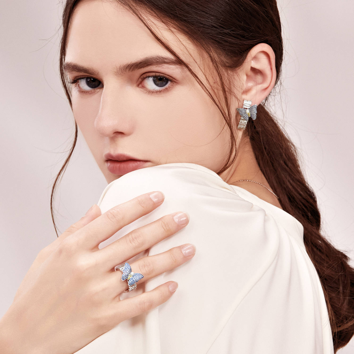 Colorful Butterfly Pave Ring
