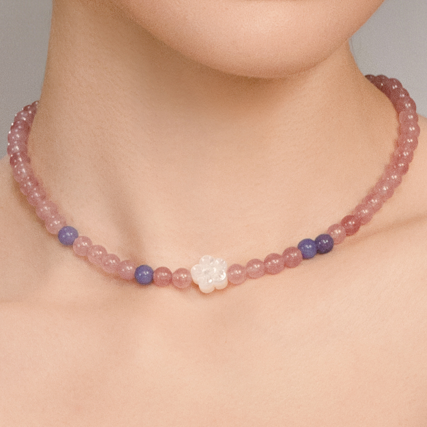 Brook Cherry Beaded Necklace (Floral)