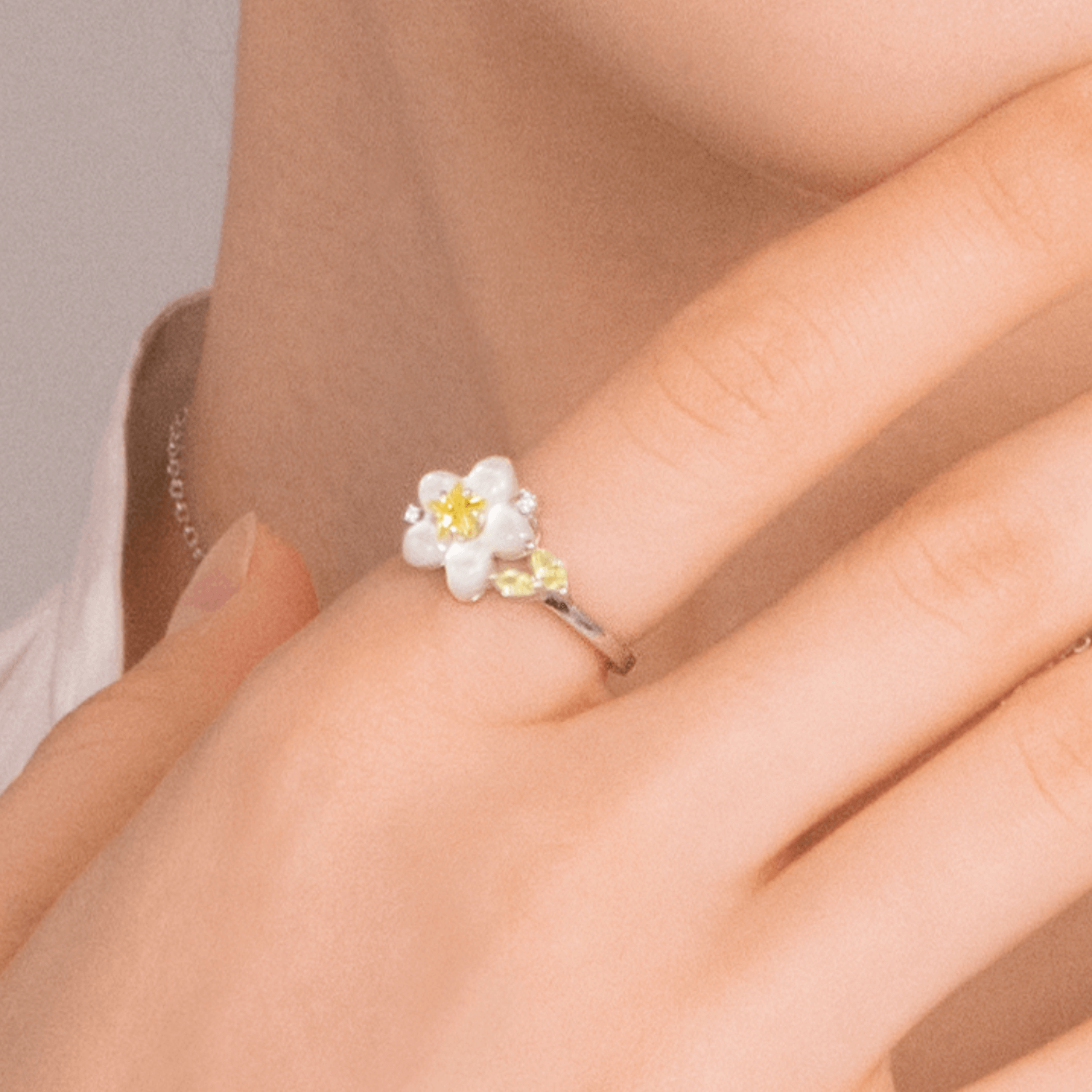 Pear Blossom Inlaid Ring