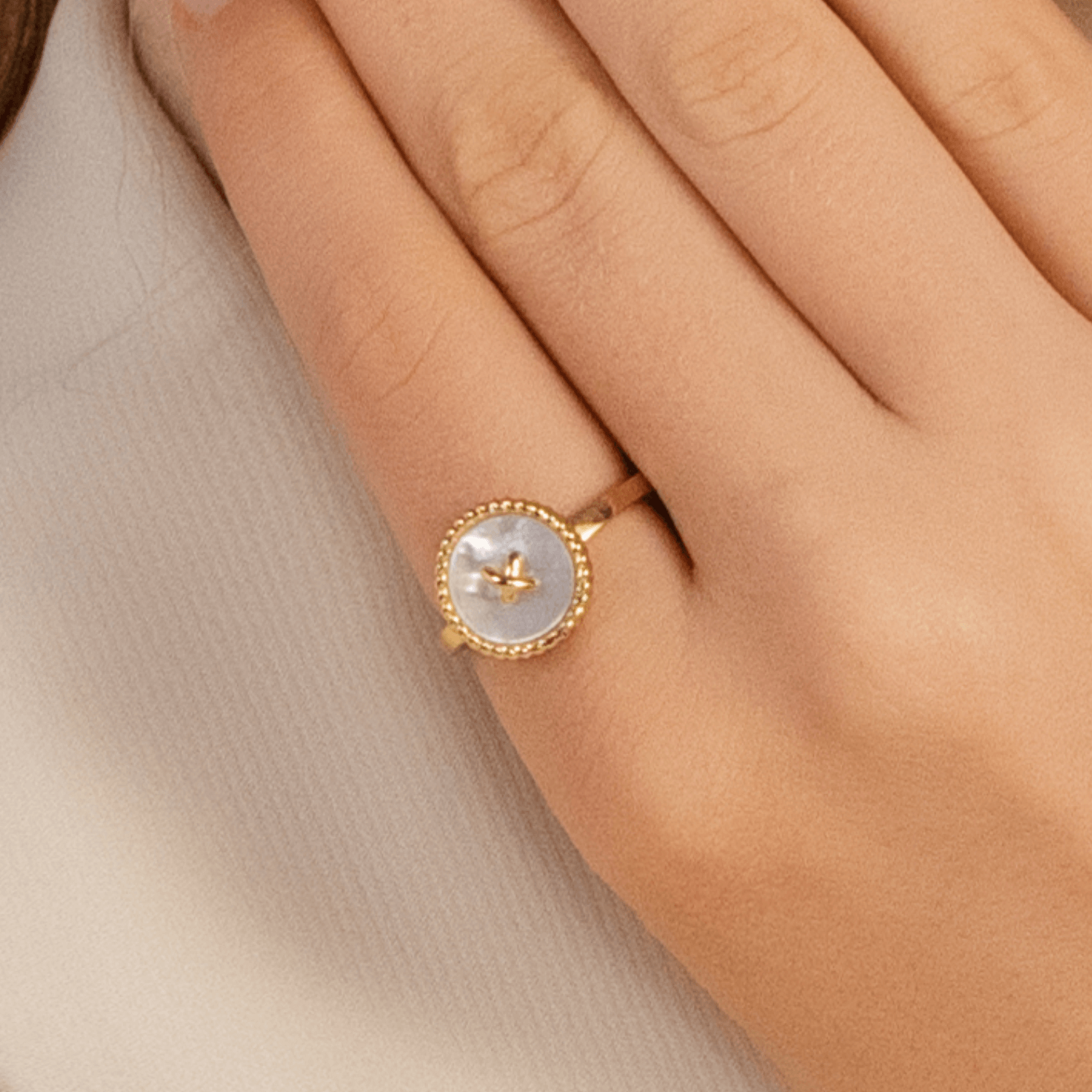 Button Inlaid Ring
