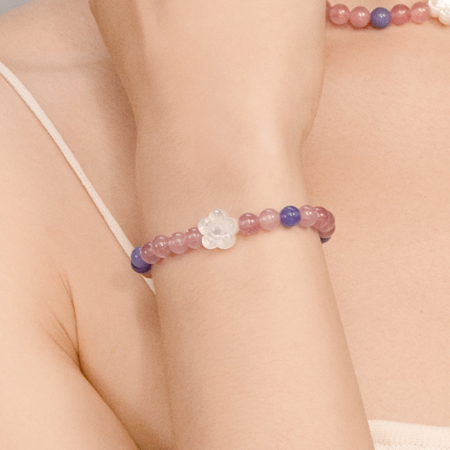 Brook Cherry Beaded Bracelet (Floral)