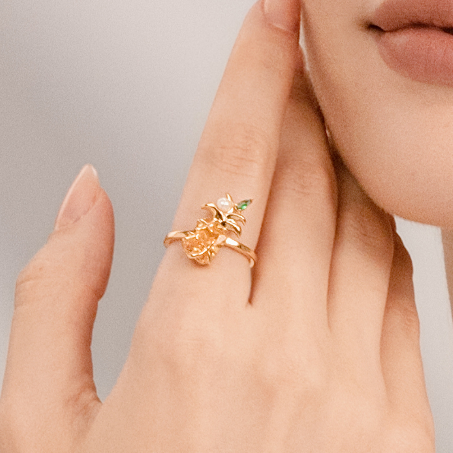 Pineapple Inlaid Ring
