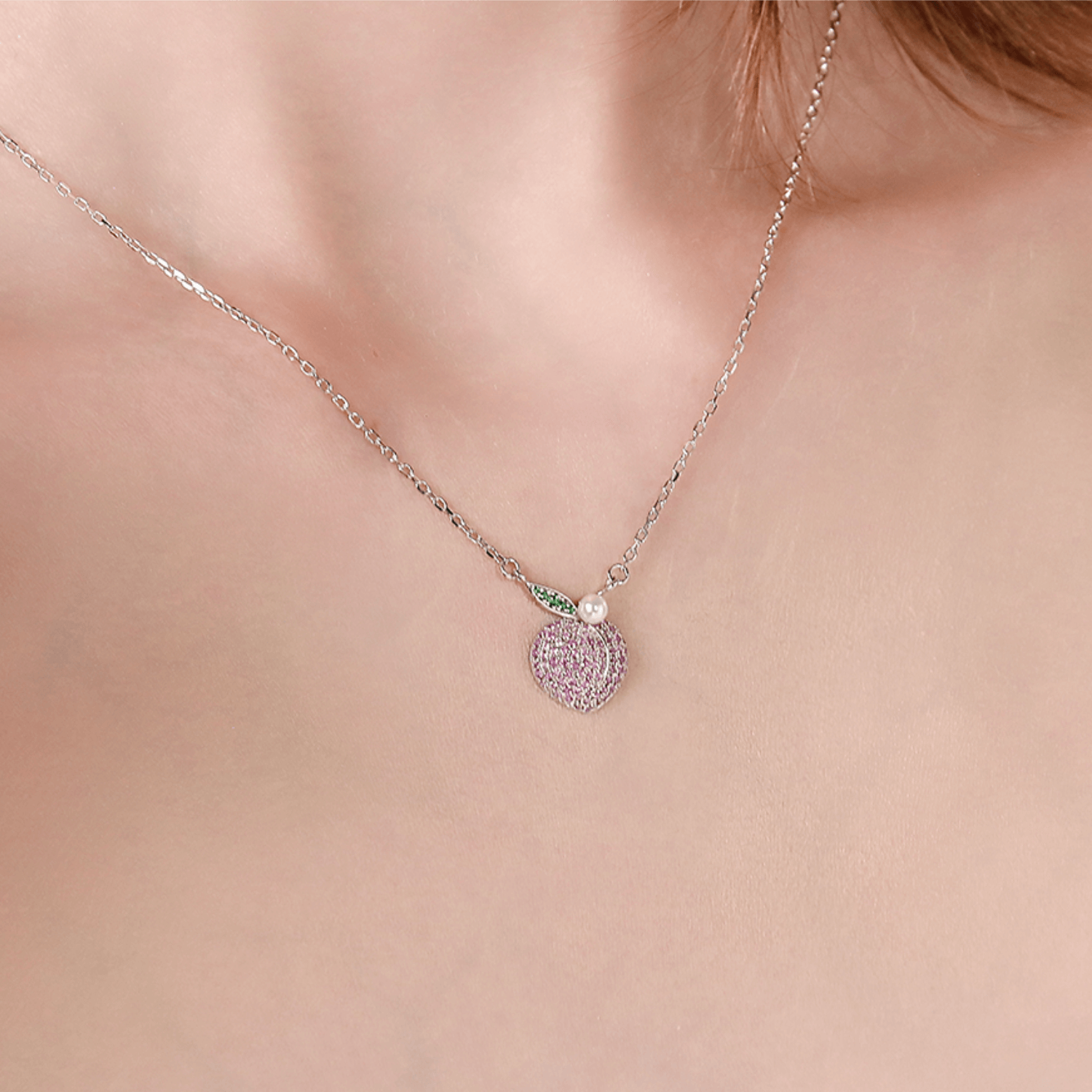 Peach Pendant Necklace