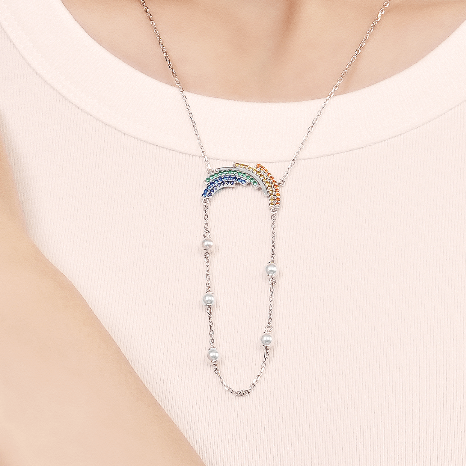 Rainbow Lariat Necklace