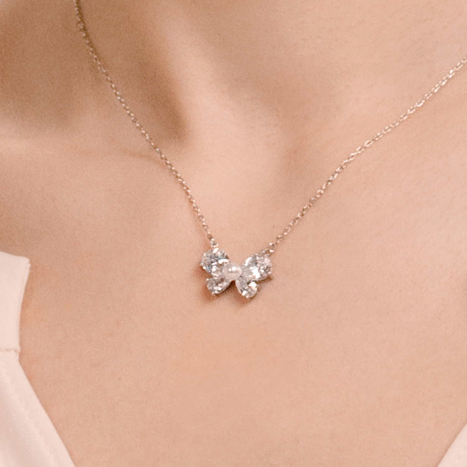 Wishful Butterfly Pendant Necklace (Drop Zircon)