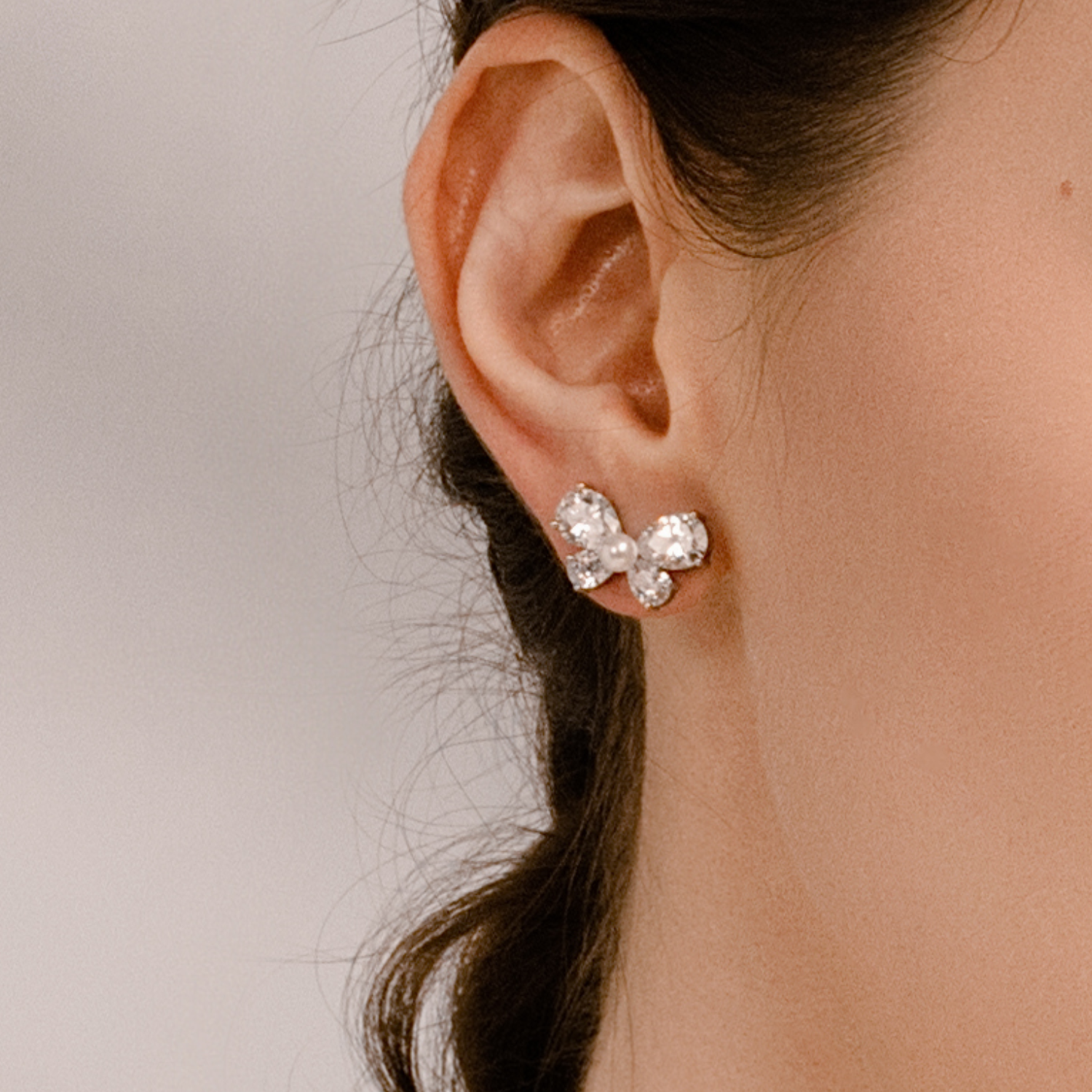 Wishful Butterfly Stud Earrings (Drop Zircon)