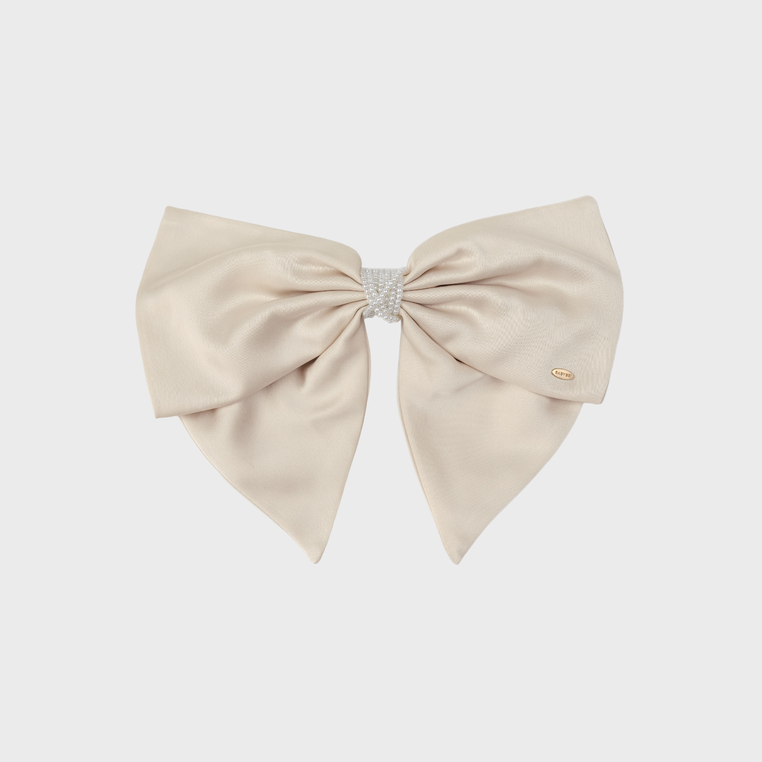 Satin Pearl Large Hair Barrette (Folded & 8 Strands)