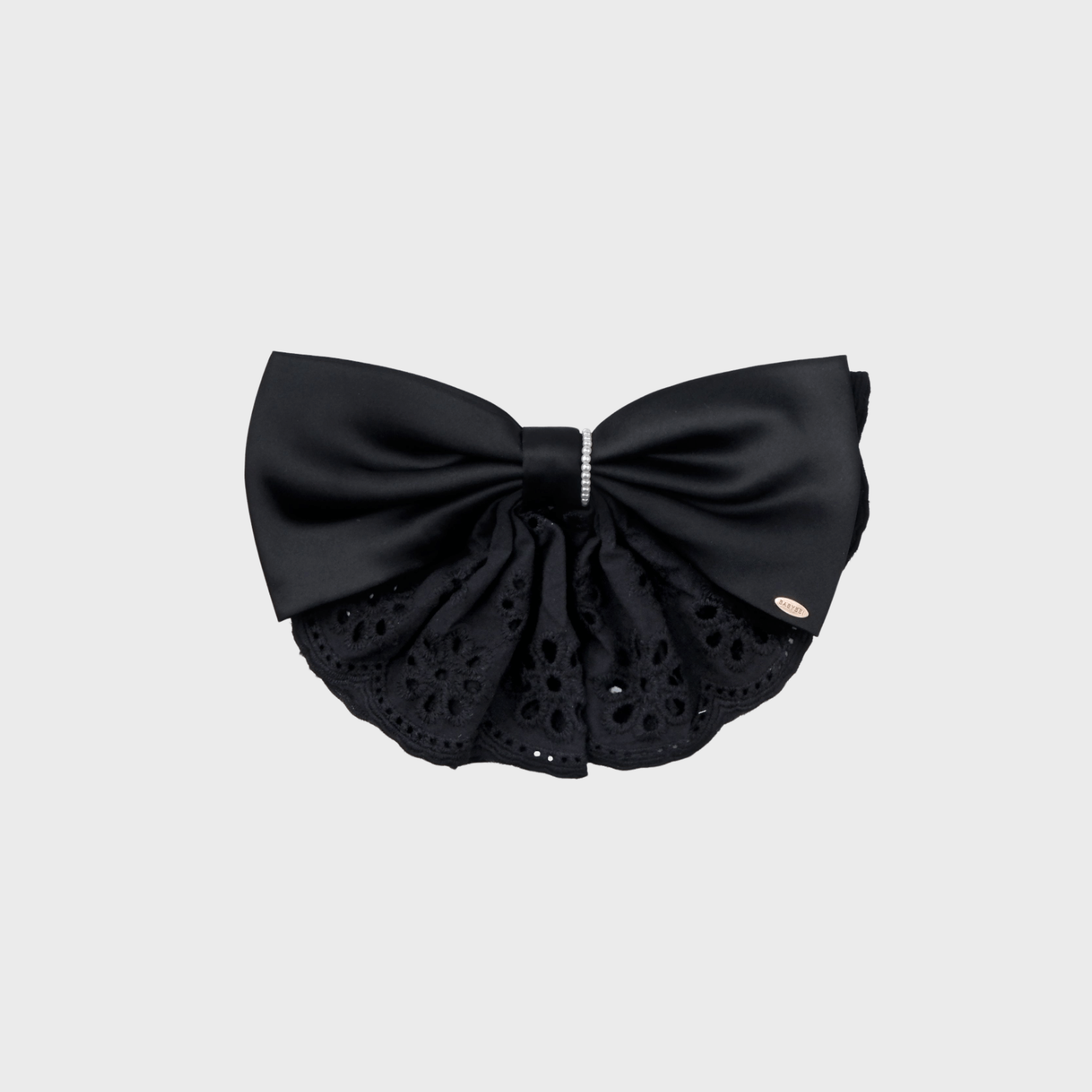 Satin Pearl Large Hair Barrette (Lace & 1 Strand)