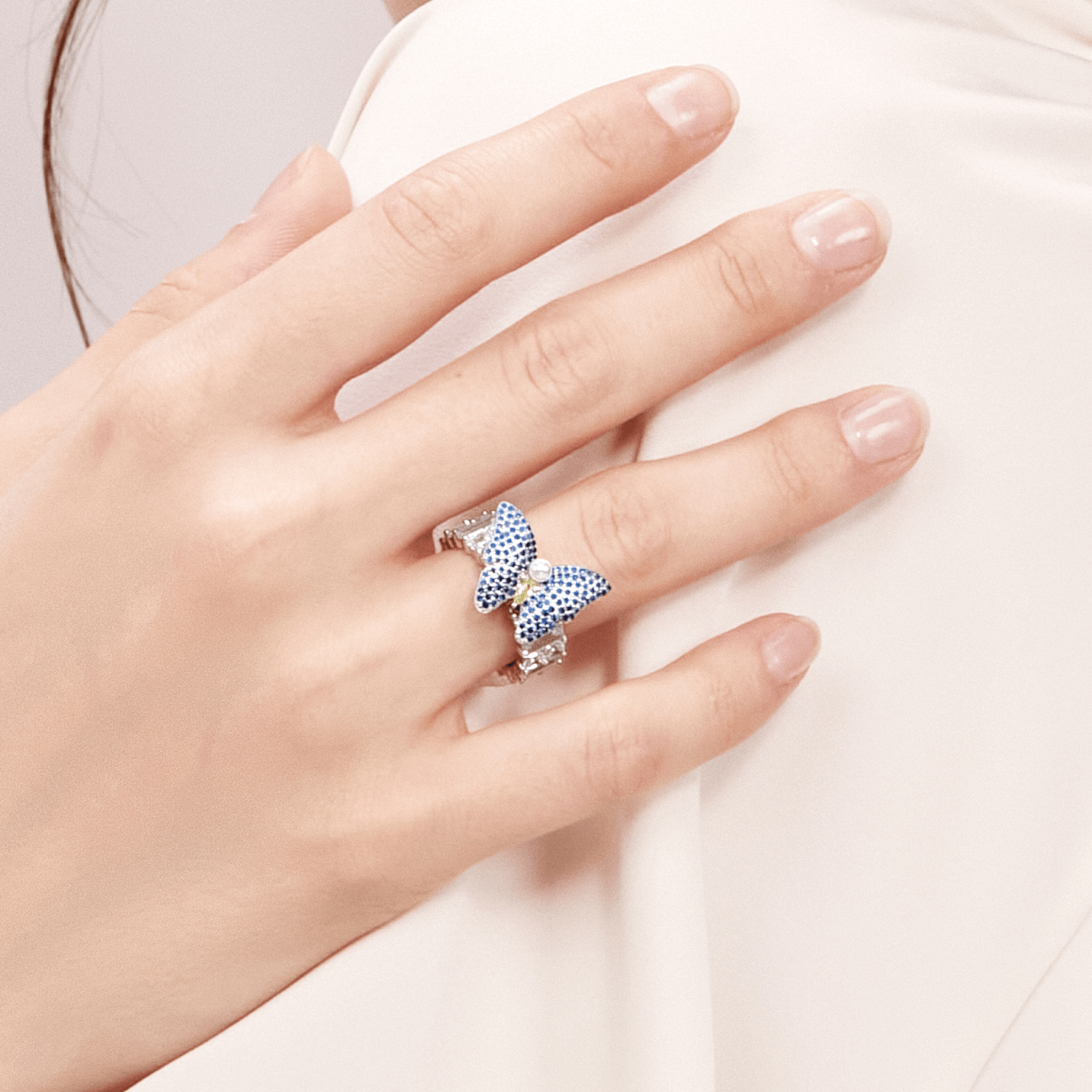 Colorful Butterfly Pave Ring
